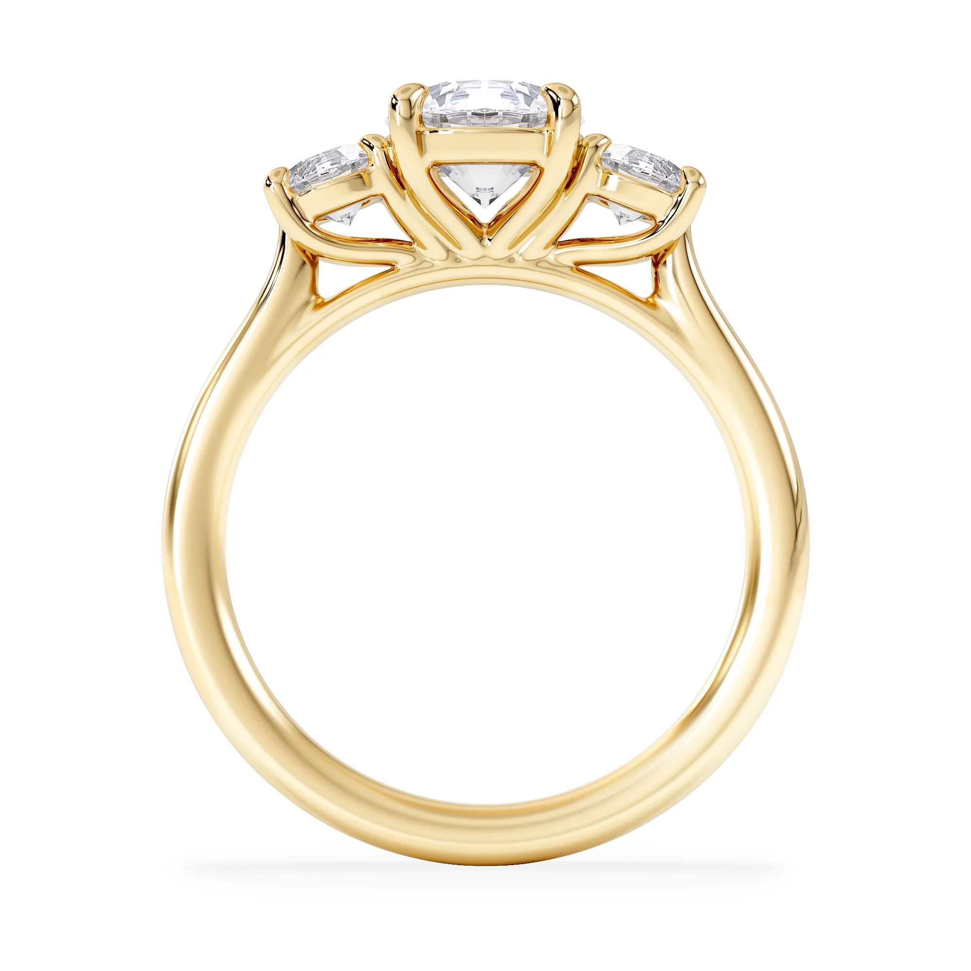 Evoke 1.00ct Round Cut Lab Diamond 3 Stone Ring in 9K Yellow Gold - Image 3