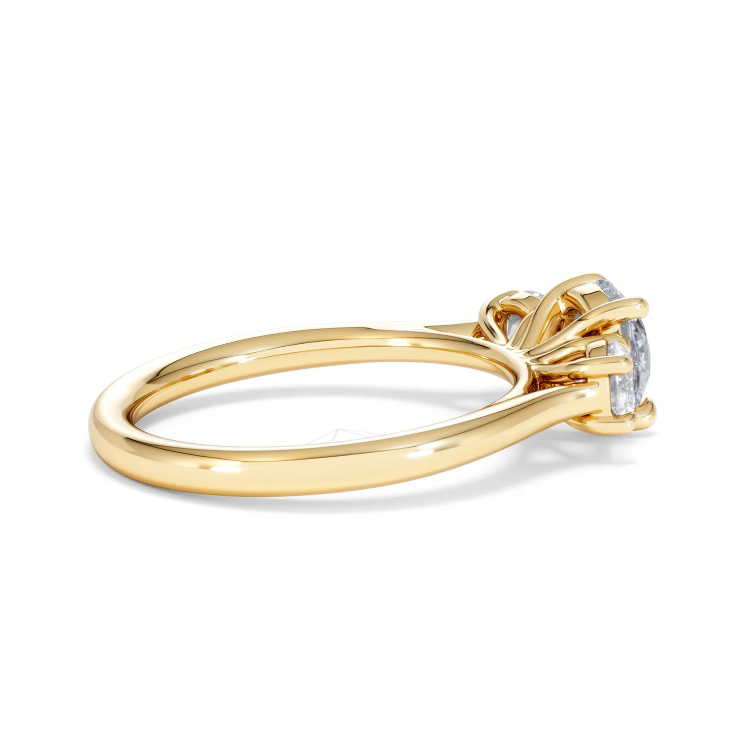 Evoke 1.00ct Round Cut Lab Diamond 3 Stone Ring in 9K Yellow Gold - Image 32
