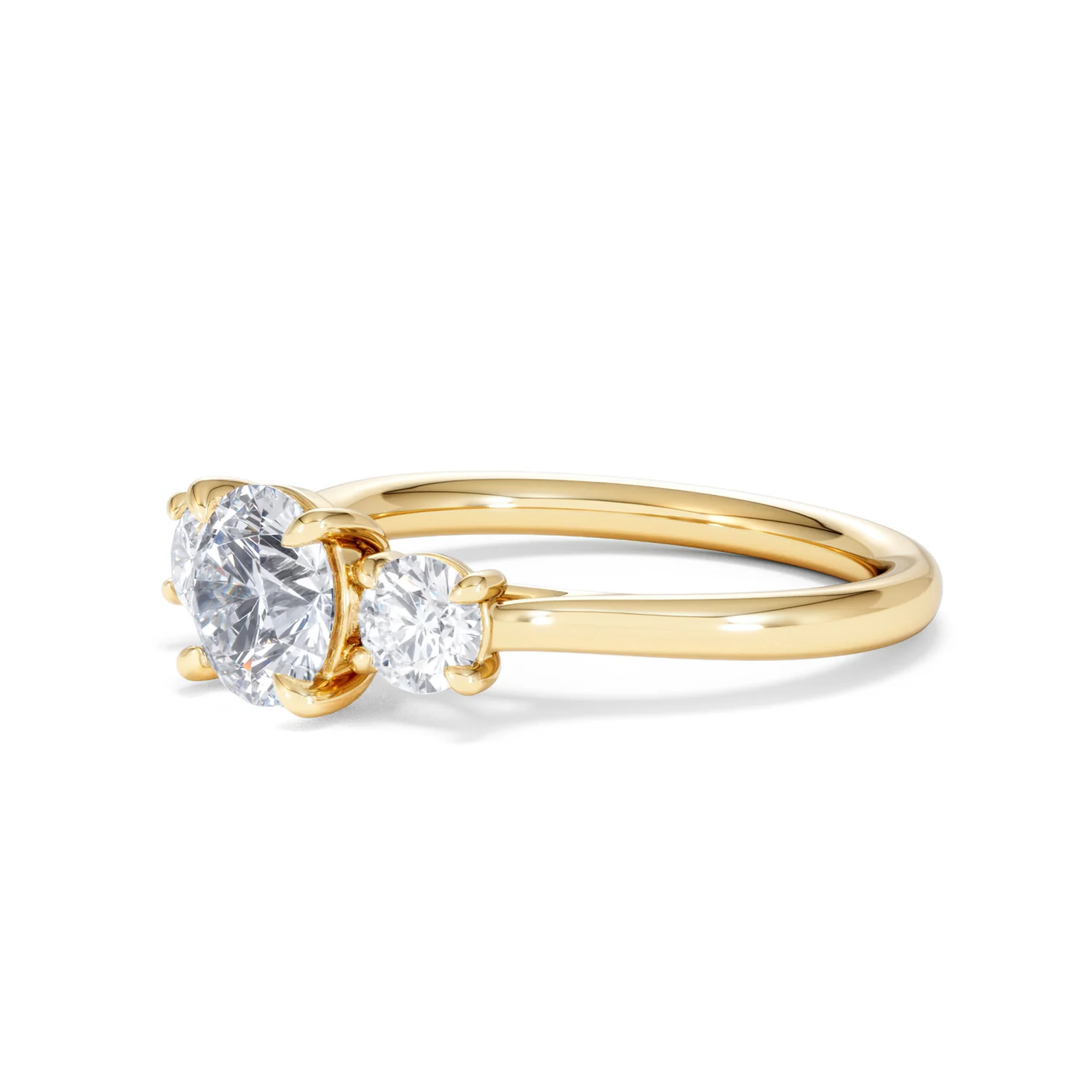 Evoke 1.00ct Round Cut Lab Diamond 3 Stone Ring in 9K Yellow Gold - Image 77
