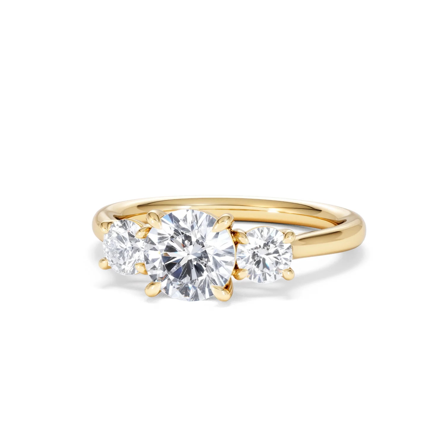 Evoke 1.00ct Round Cut Lab Diamond 3 Stone Ring in 9K Yellow Gold - Image 85