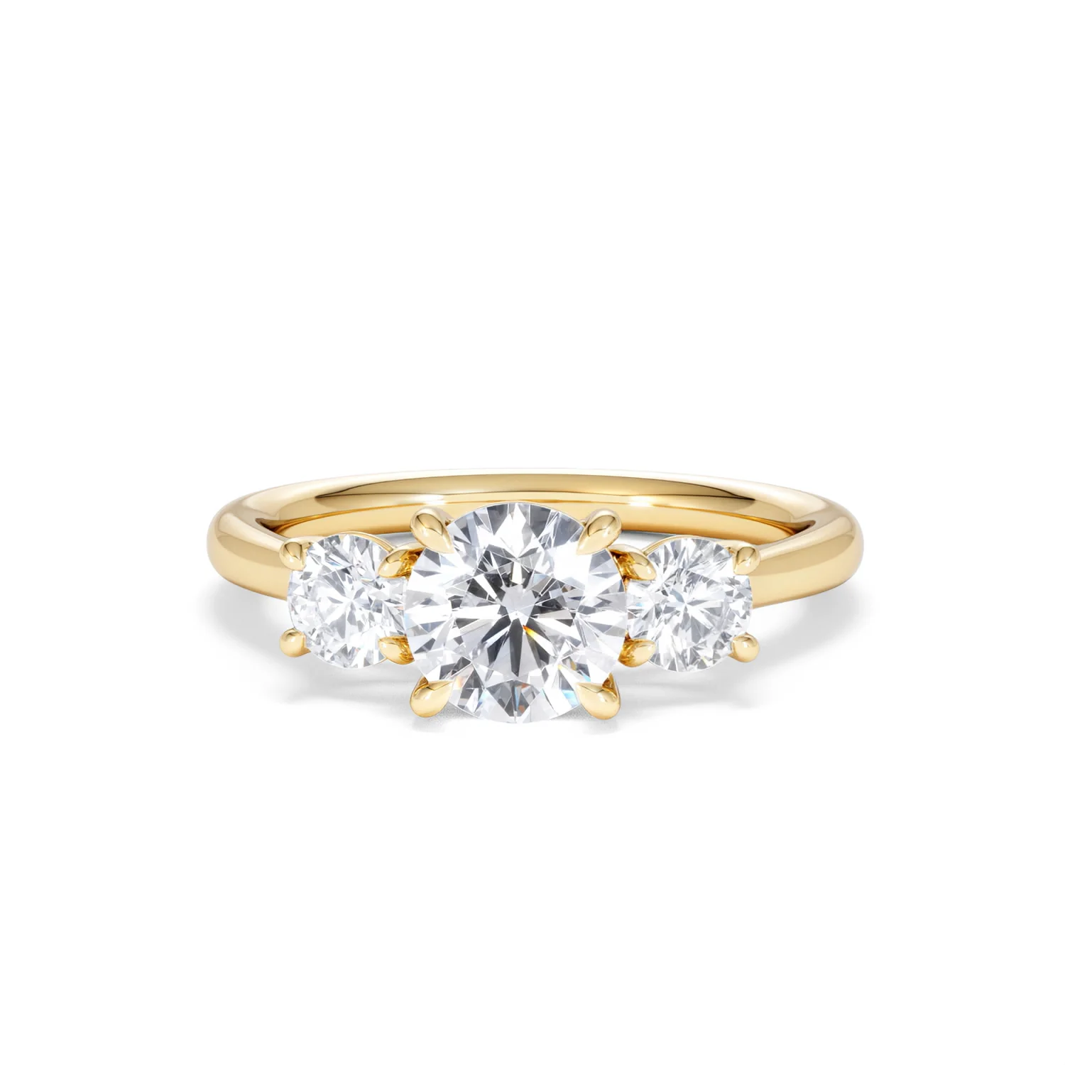 Evoke 1.00ct Round Cut Lab Diamond 3 Stone Ring in 9K Yellow Gold - Image 87