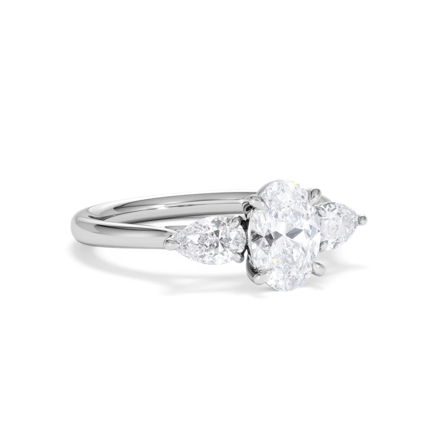 Evoke 1.00ct Oval Cut Lab Diamond 3 Stone Ring in 9K White Gold - Image 15