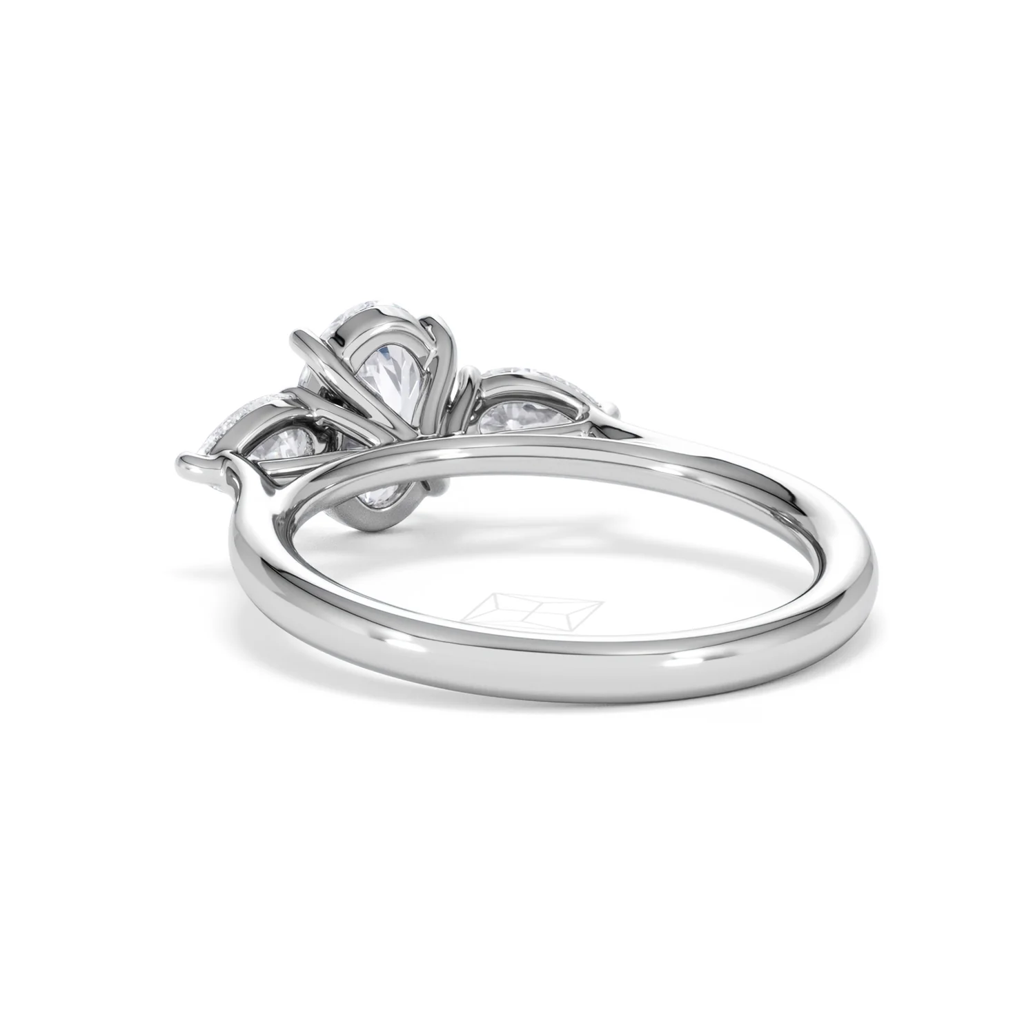 Evoke 1.00ct Oval Cut Lab Diamond 3 Stone Ring in 9K White Gold - Image 55