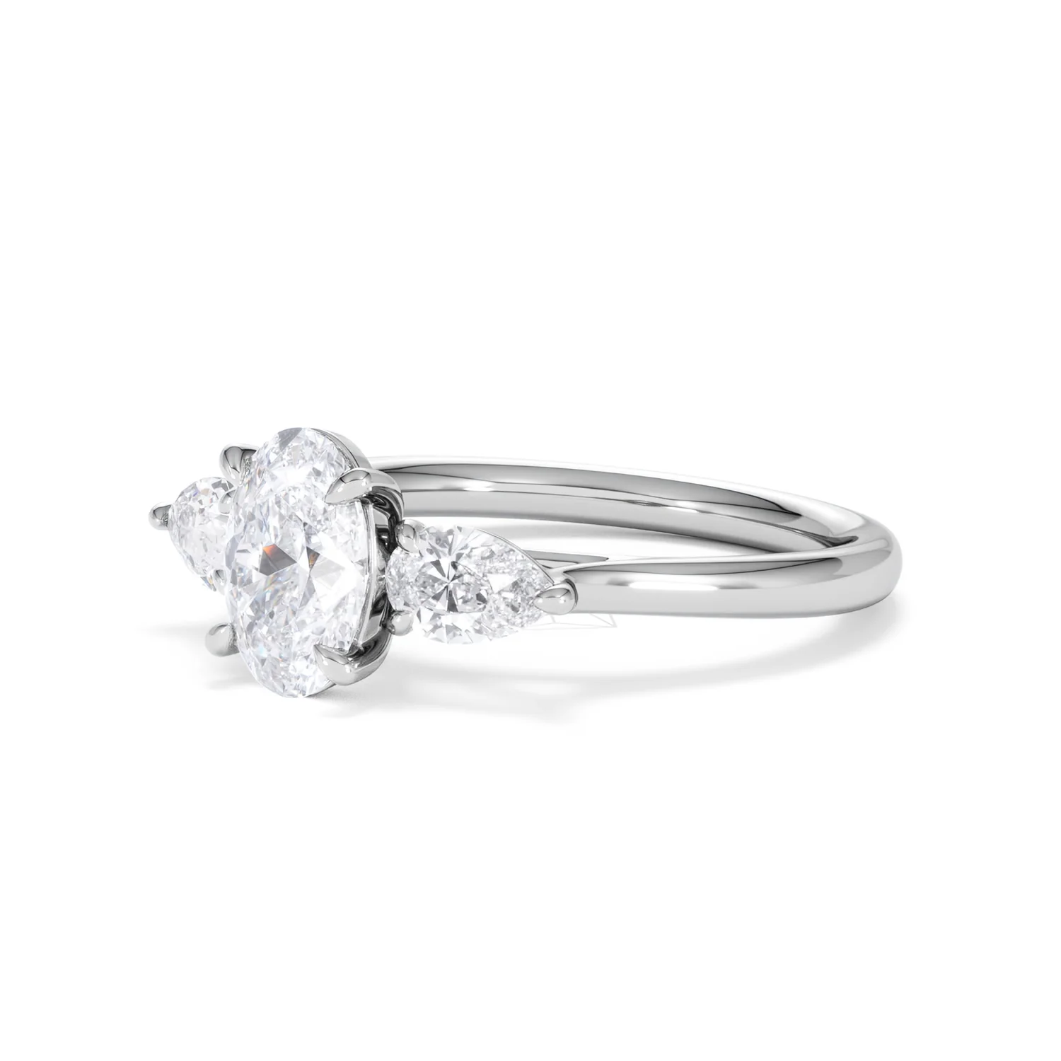 Evoke 1.00ct Oval Cut Lab Diamond 3 Stone Ring in 9K White Gold - Image 80