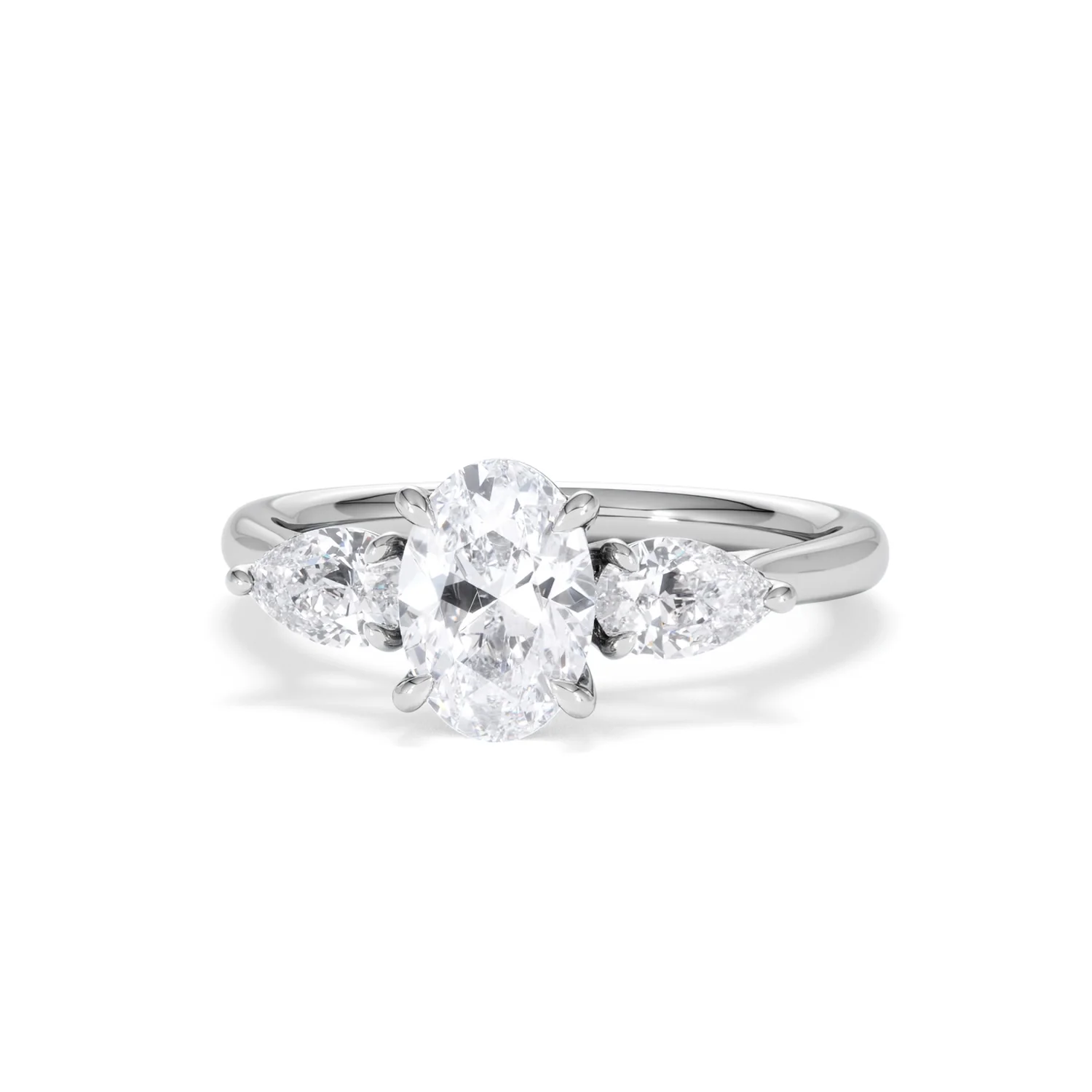 Evoke 1.00ct Oval Cut Lab Diamond 3 Stone Ring in 9K White Gold - Image 87