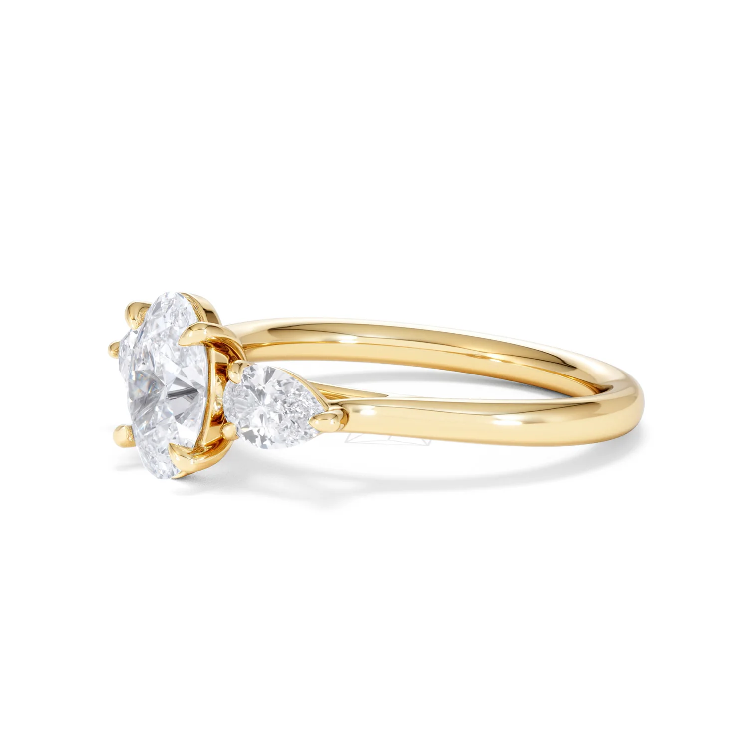 Evoke 1.00ct Oval Cut Lab Diamond 3 Stone Ring in 9K Yellow Gold - Image 77