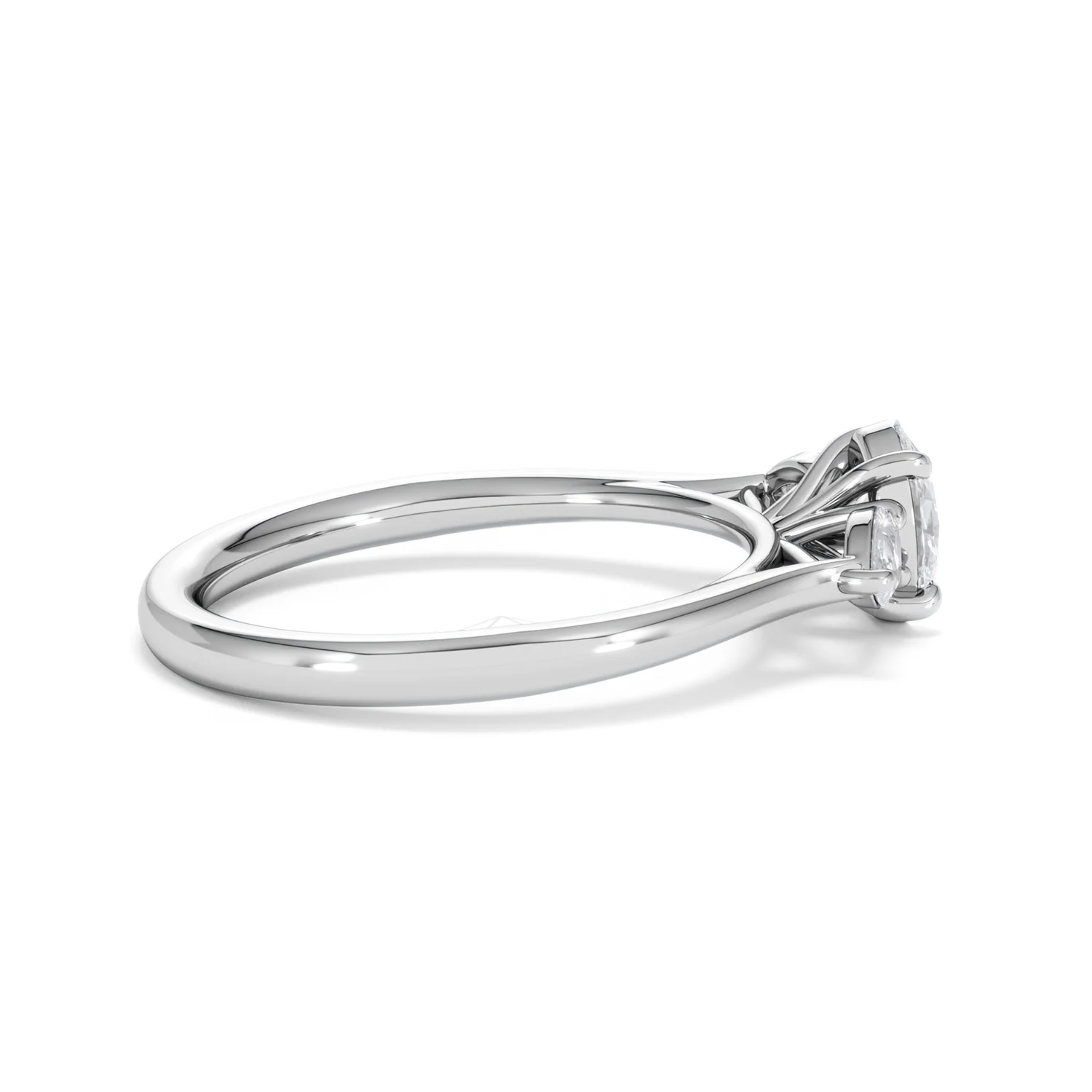 Evoke 3 Stone Oval Cut Lab Diamond Ring 0.50ct in 9K White Gold - Image 29