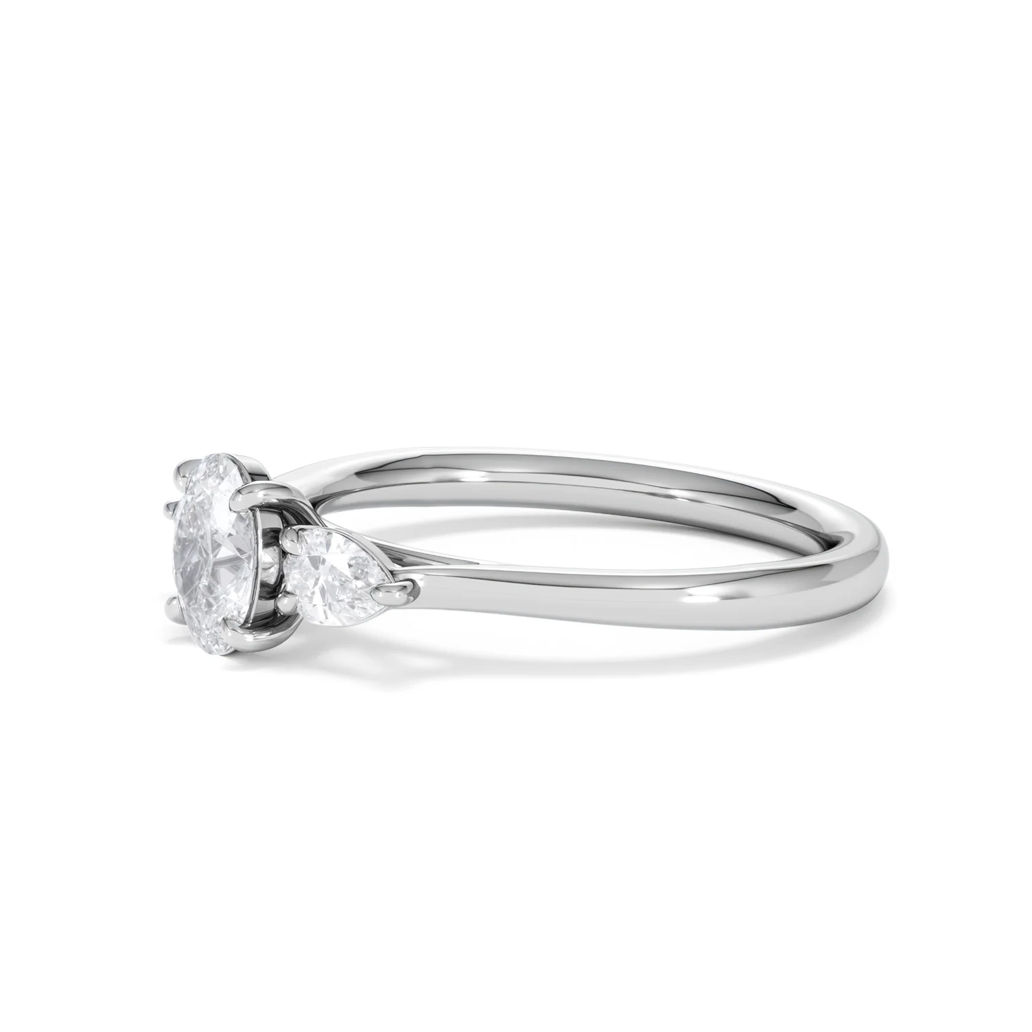 Evoke 3 Stone Oval Cut Lab Diamond Ring 0.50ct in 9K White Gold - Image 74