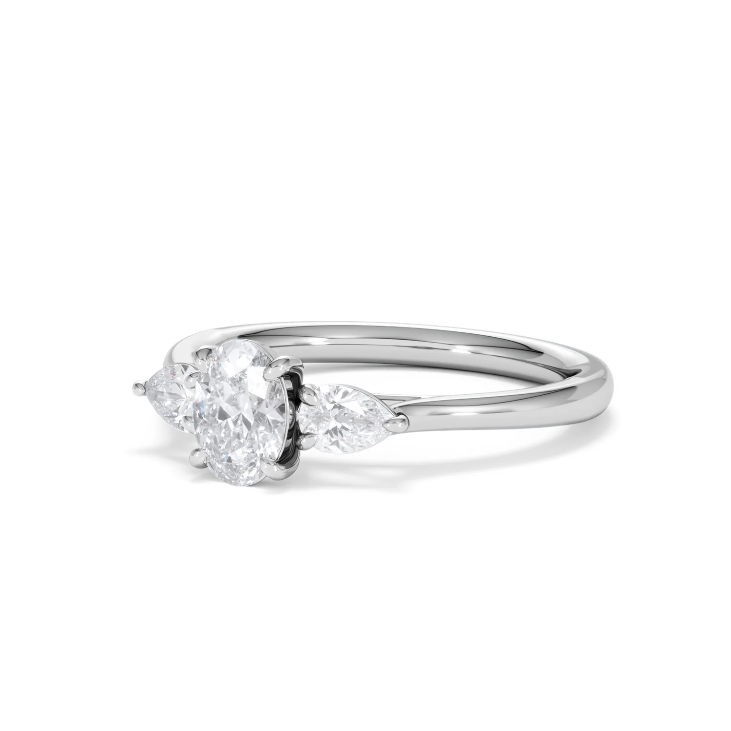 Evoke 3 Stone Oval Cut Lab Diamond Ring 0.50ct in 9K White Gold - Image 80