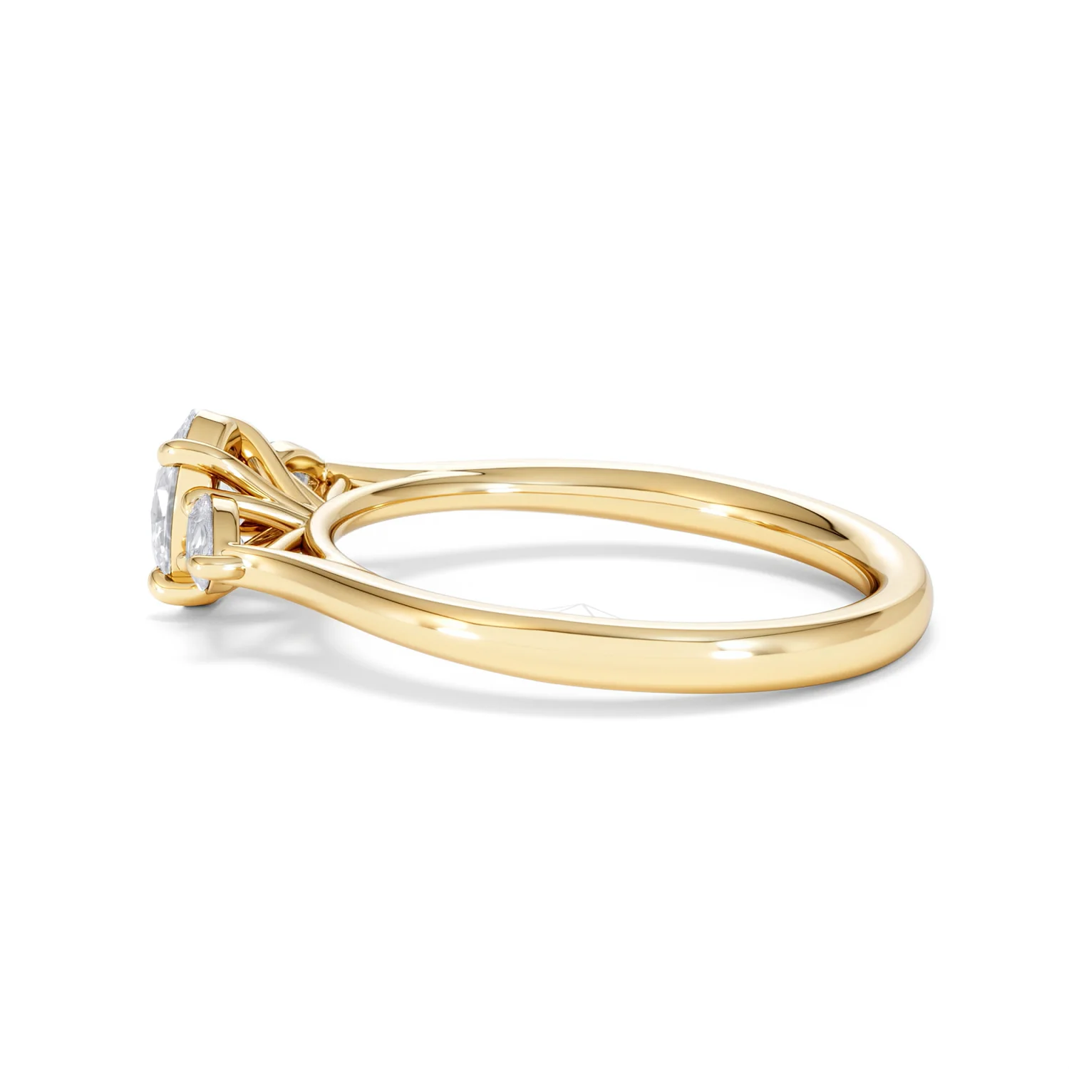 Evoke 3 Stone Oval Cut Lab Diamond Ring 0.50ct in 9K Yellow Gold - Image 65