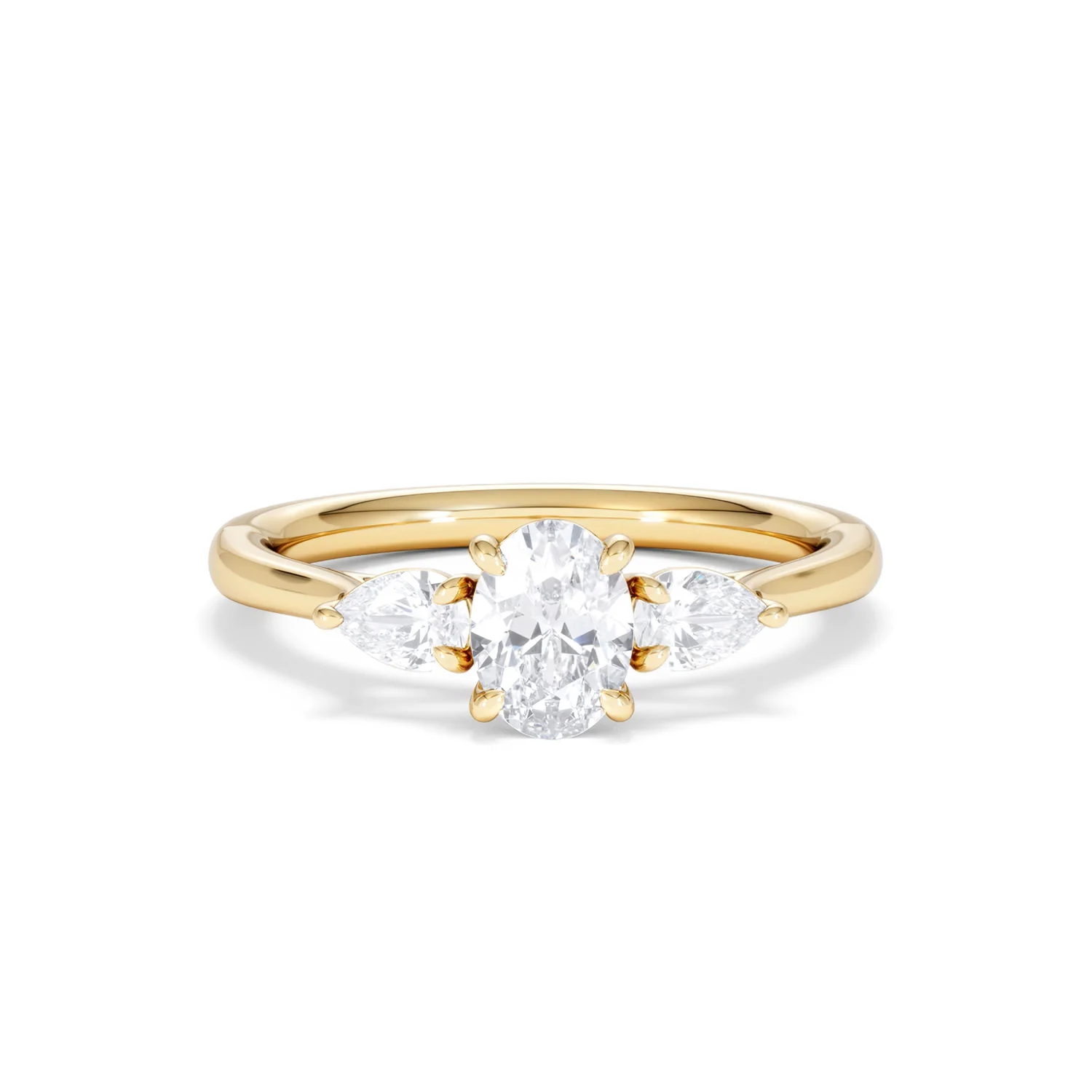 Evoke 3 Stone Oval Cut Lab Diamond Ring 0.50ct in 9K Yellow Gold - Image 8