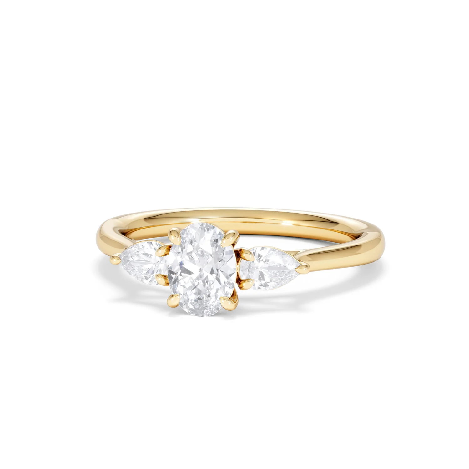 Evoke 3 Stone Oval Cut Lab Diamond Ring 0.50ct in 9K Yellow Gold - Image 85