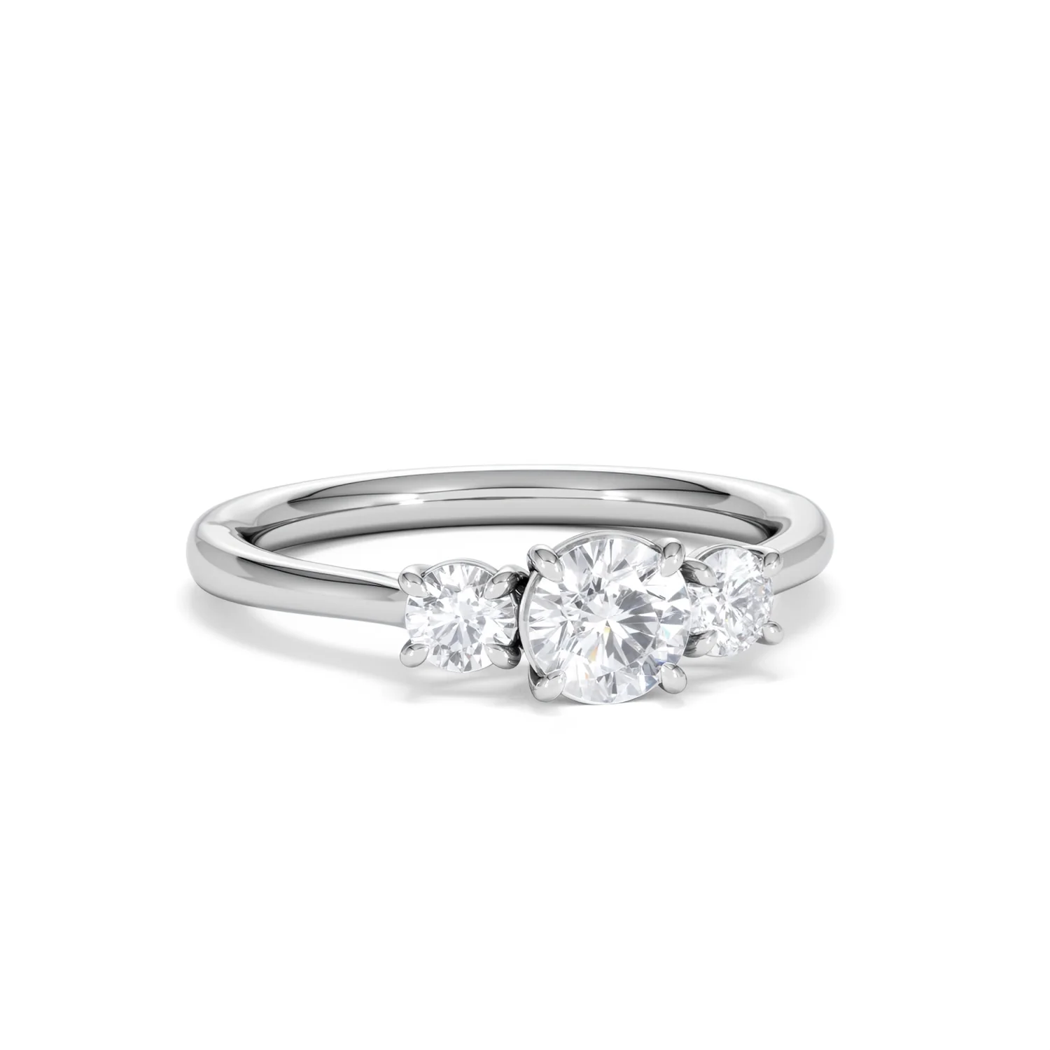 Evoke 3 Stone Round Cut Lab Diamond Ring 0.50ct in 9K White Gold - Image 11