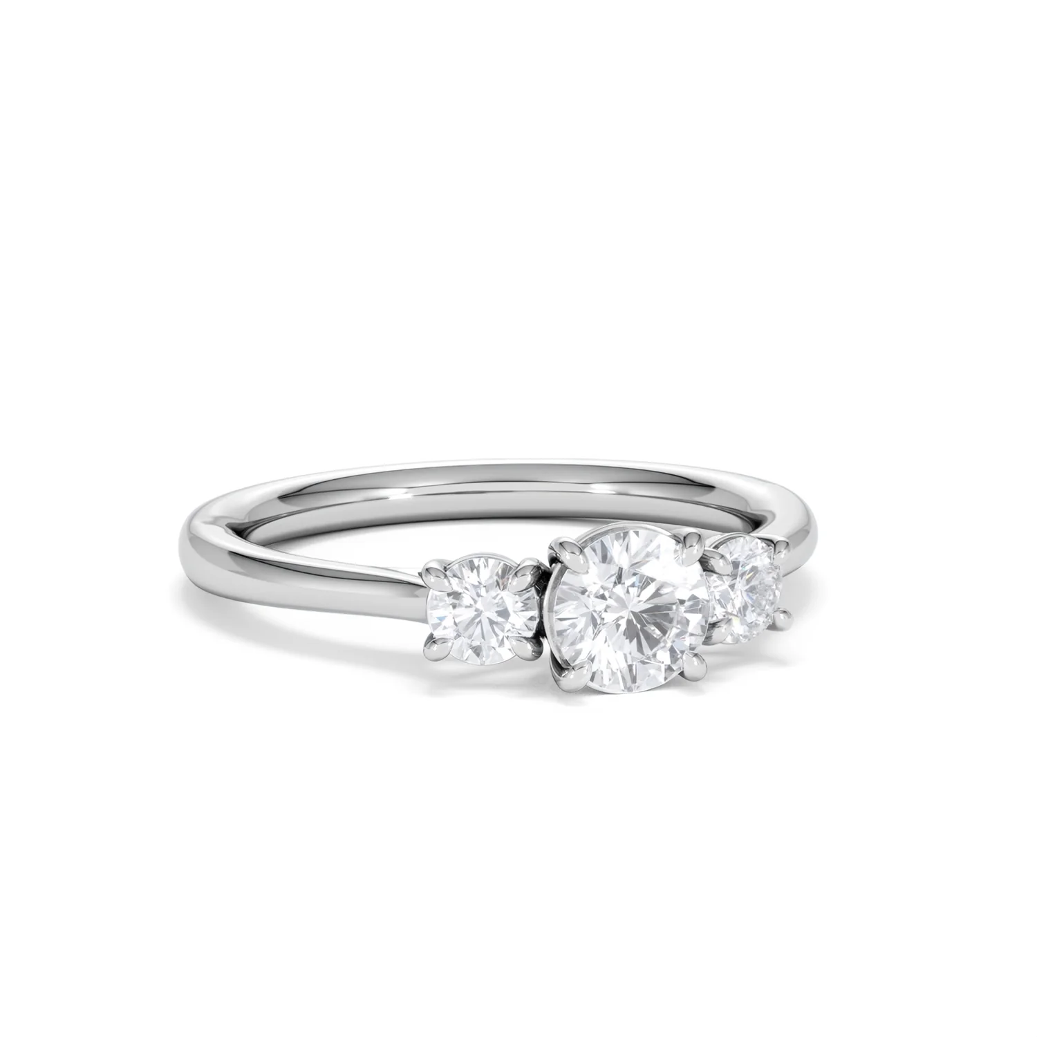 Evoke 3 Stone Round Cut Lab Diamond Ring 0.50ct in 9K White Gold - Image 12