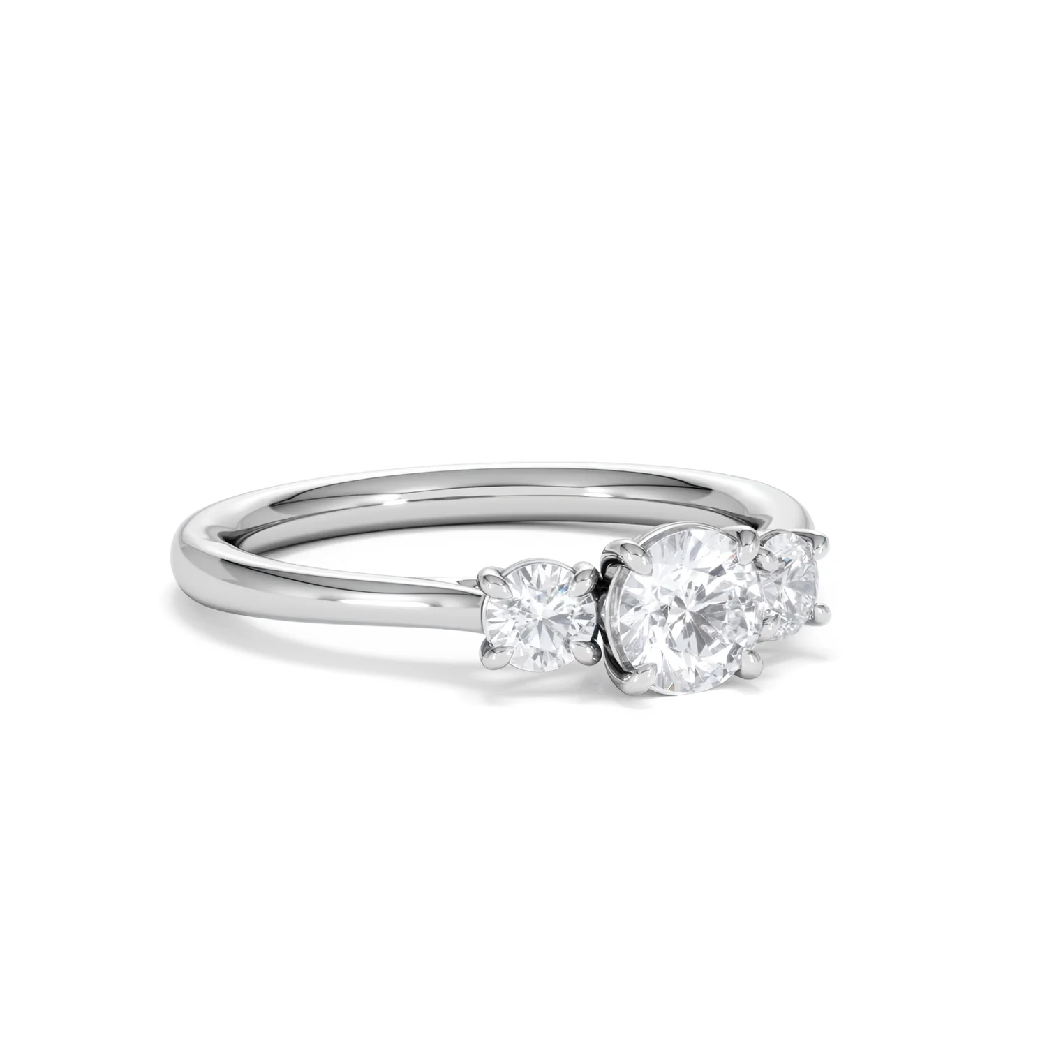 Evoke 3 Stone Round Cut Lab Diamond Ring 0.50ct in 9K White Gold - Image 14