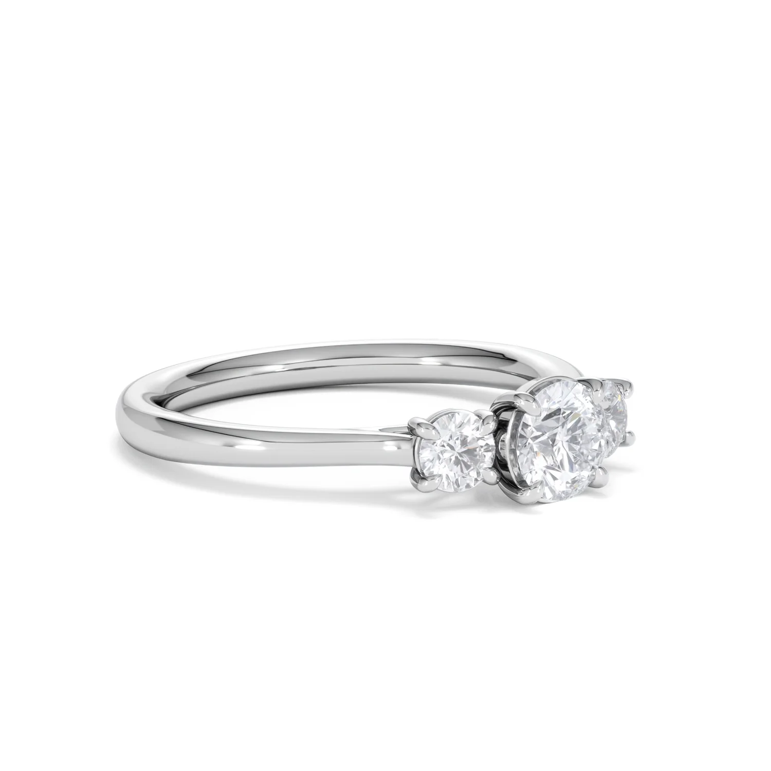 Evoke 3 Stone Round Cut Lab Diamond Ring 0.50ct in 9K White Gold - Image 17