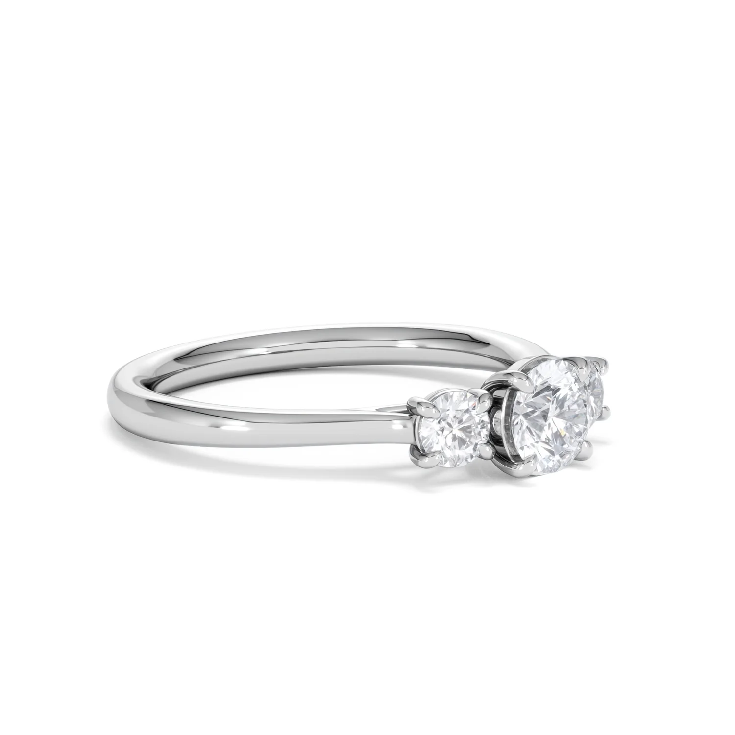 Evoke 3 Stone Round Cut Lab Diamond Ring 0.50ct in 9K White Gold - Image 18