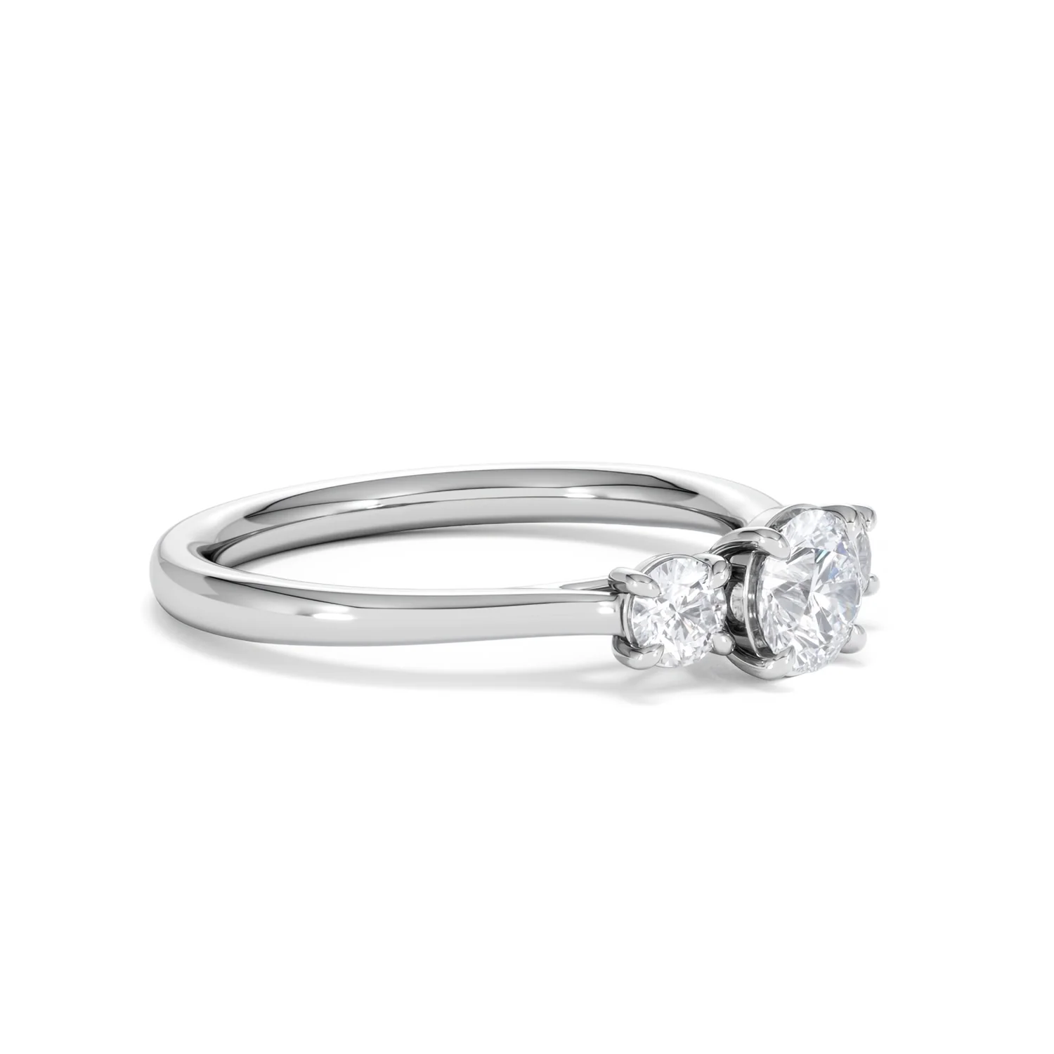 Evoke 3 Stone Round Cut Lab Diamond Ring 0.50ct in 9K White Gold - Image 19