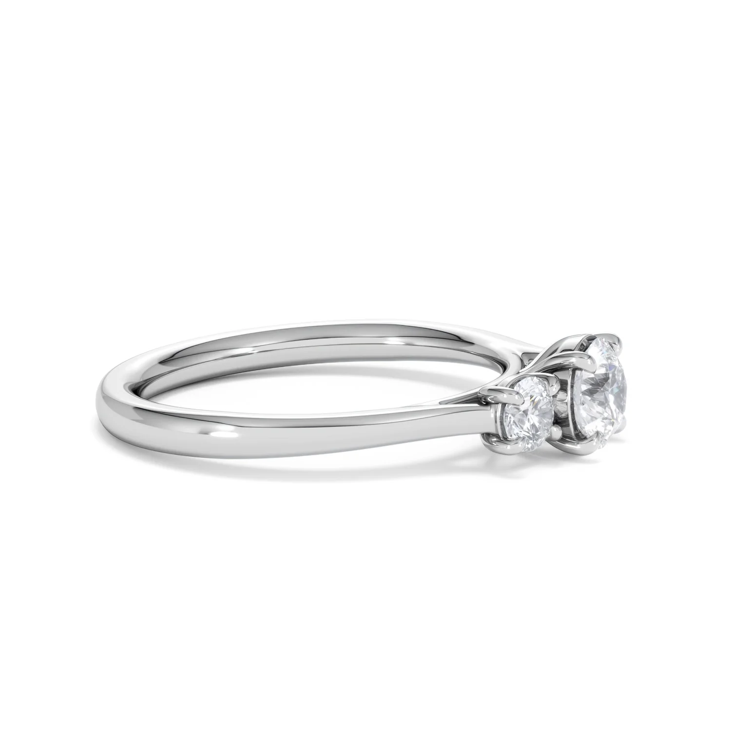 Evoke 3 Stone Round Cut Lab Diamond Ring 0.50ct in 9K White Gold - Image 23