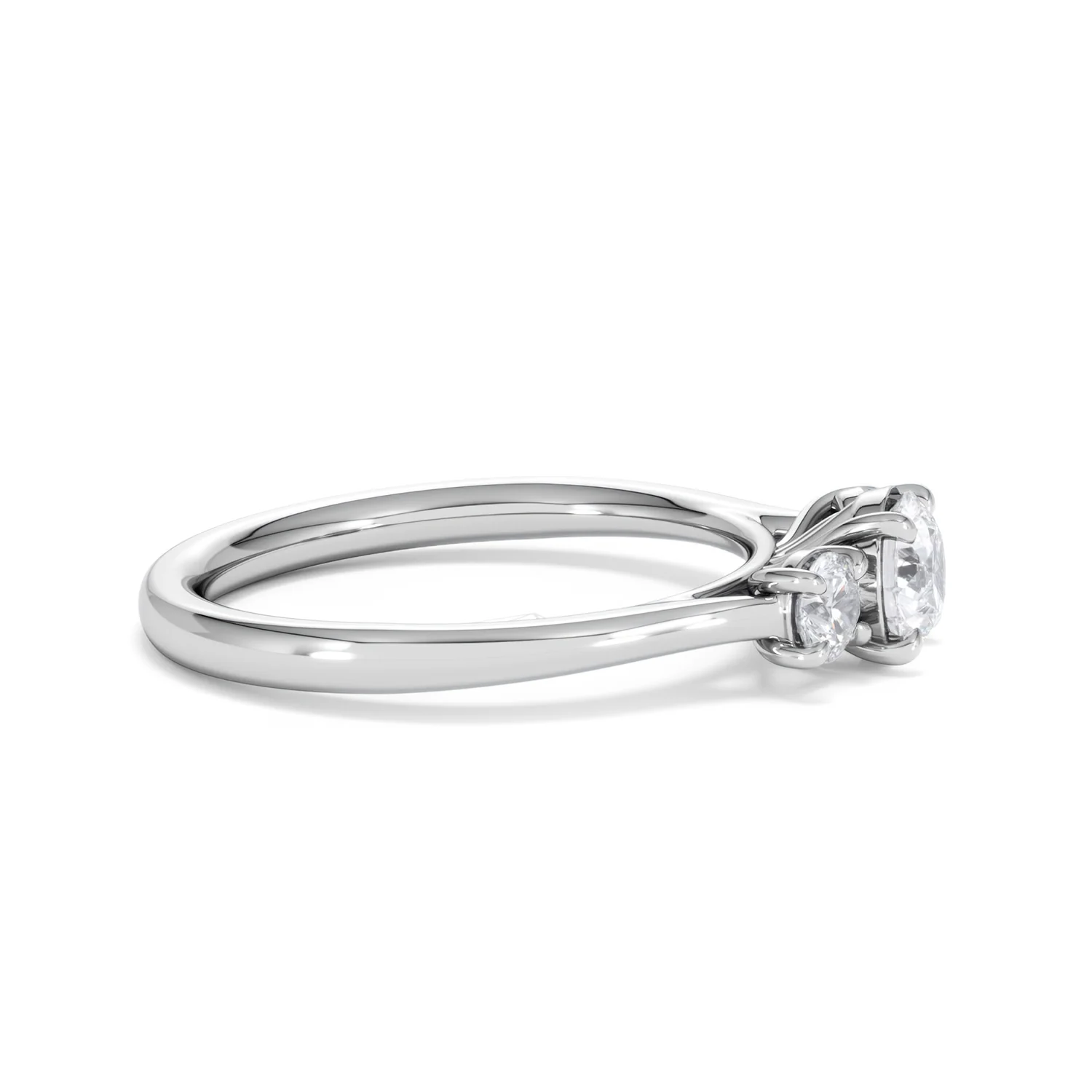 Evoke 3 Stone Round Cut Lab Diamond Ring 0.50ct in 9K White Gold - Image 25