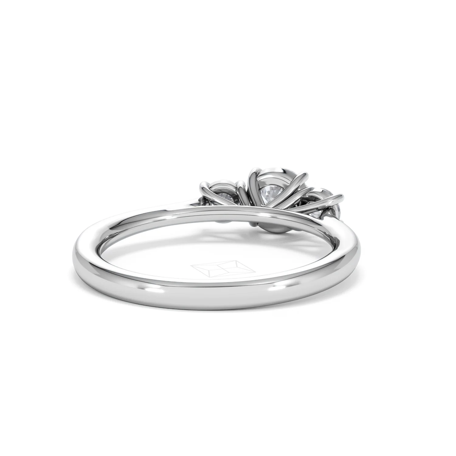 Evoke 3 Stone Round Cut Lab Diamond Ring 0.50ct in 9K White Gold - Image 43