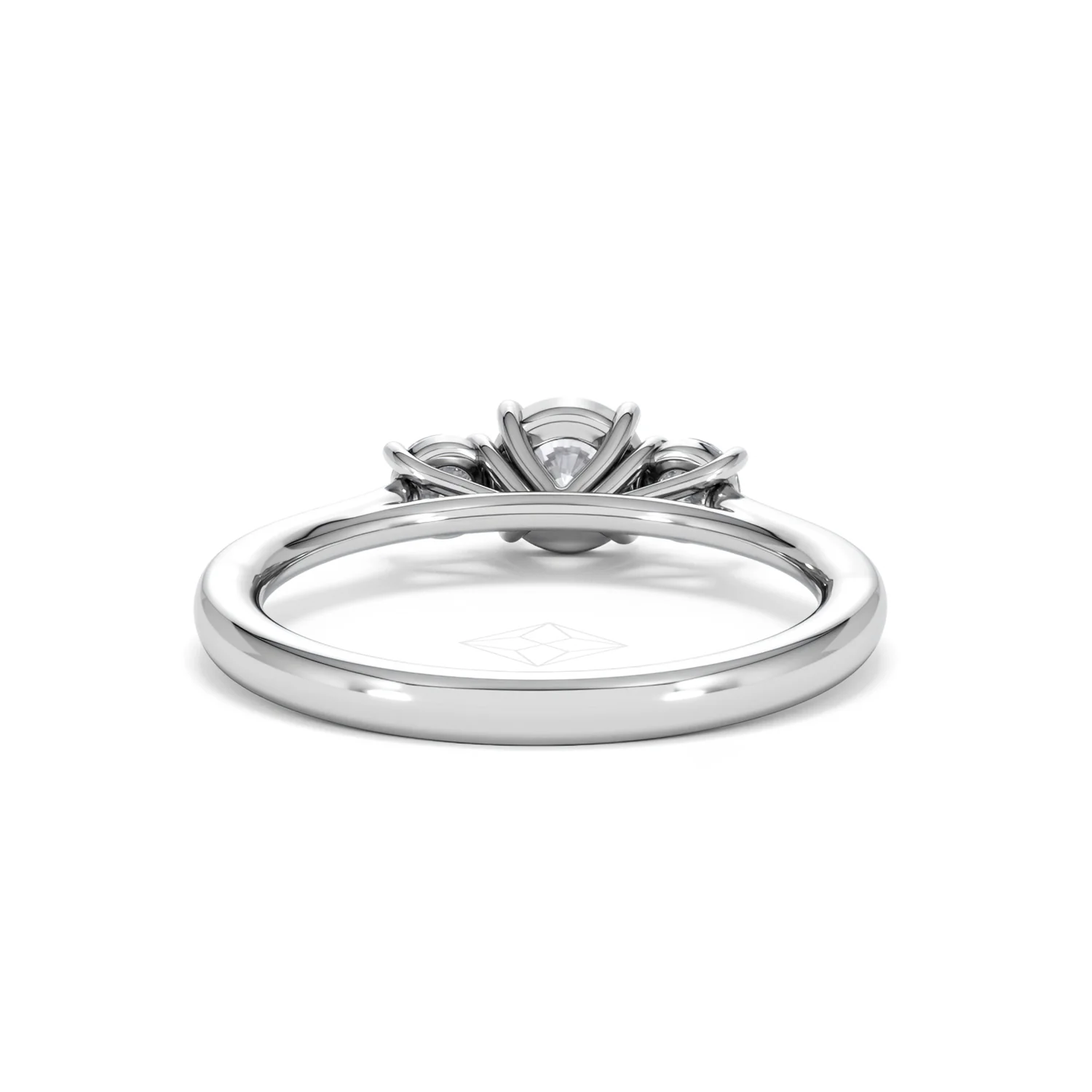 Evoke 3 Stone Round Cut Lab Diamond Ring 0.50ct in 9K White Gold - Image 47