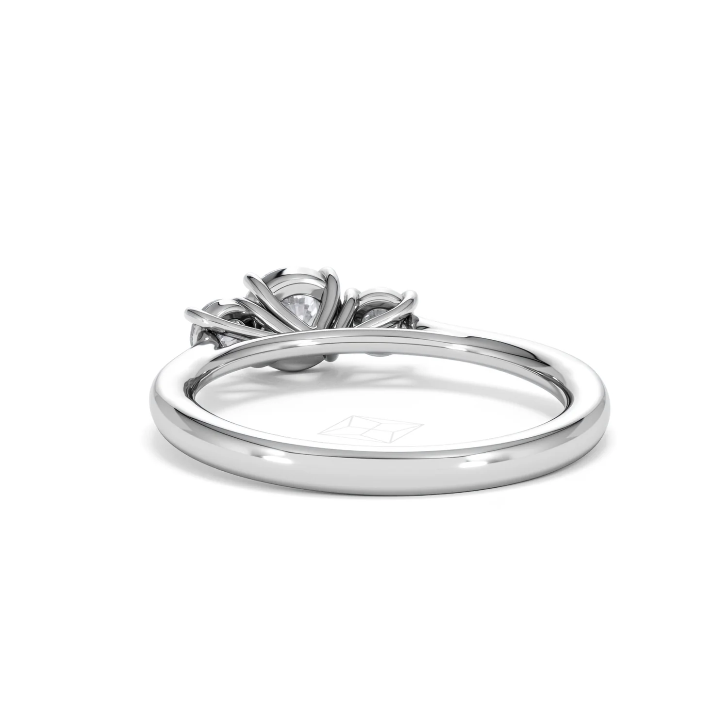 Evoke 3 Stone Round Cut Lab Diamond Ring 0.50ct in 9K White Gold - Image 52