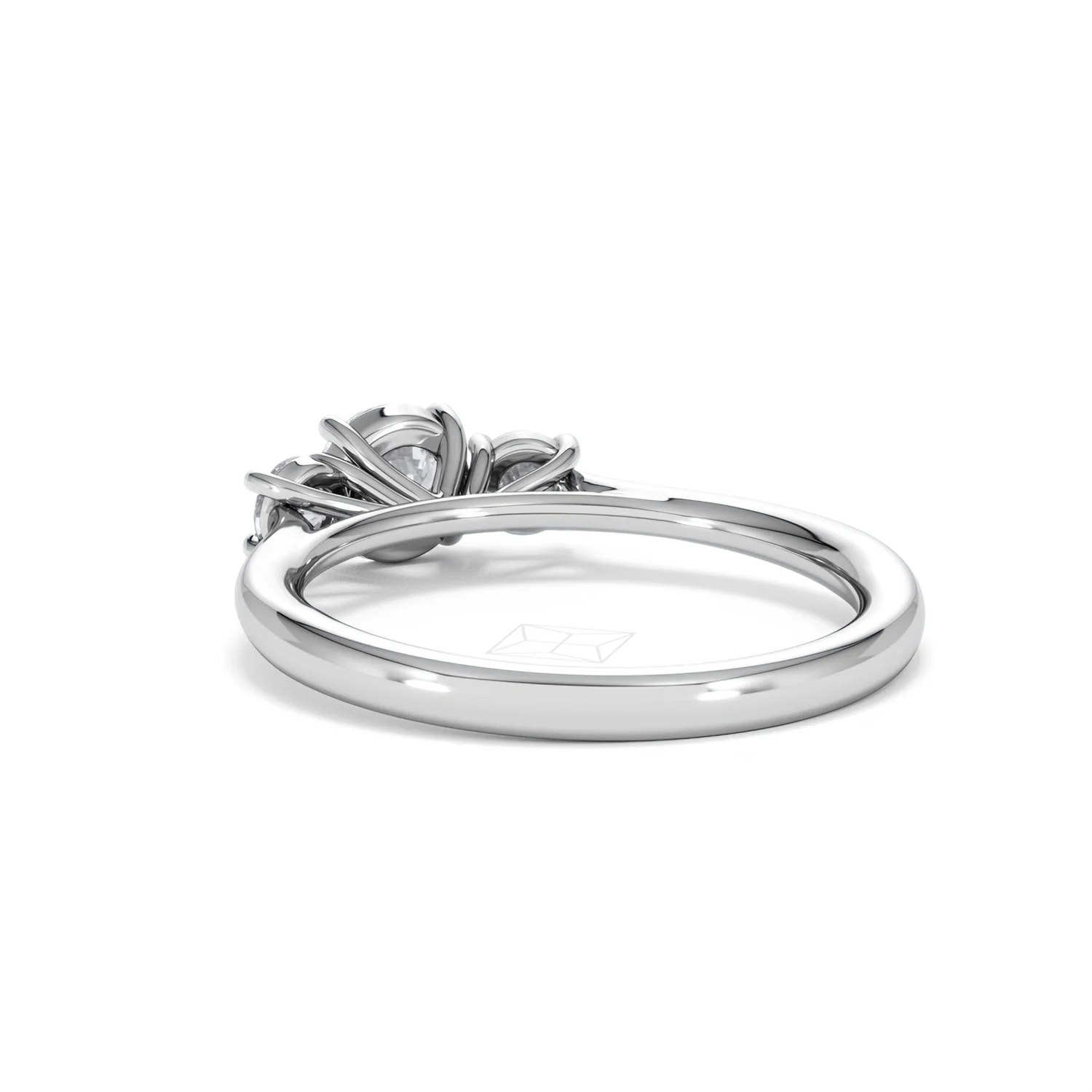Evoke 3 Stone Round Cut Lab Diamond Ring 0.50ct in 9K White Gold - Image 54