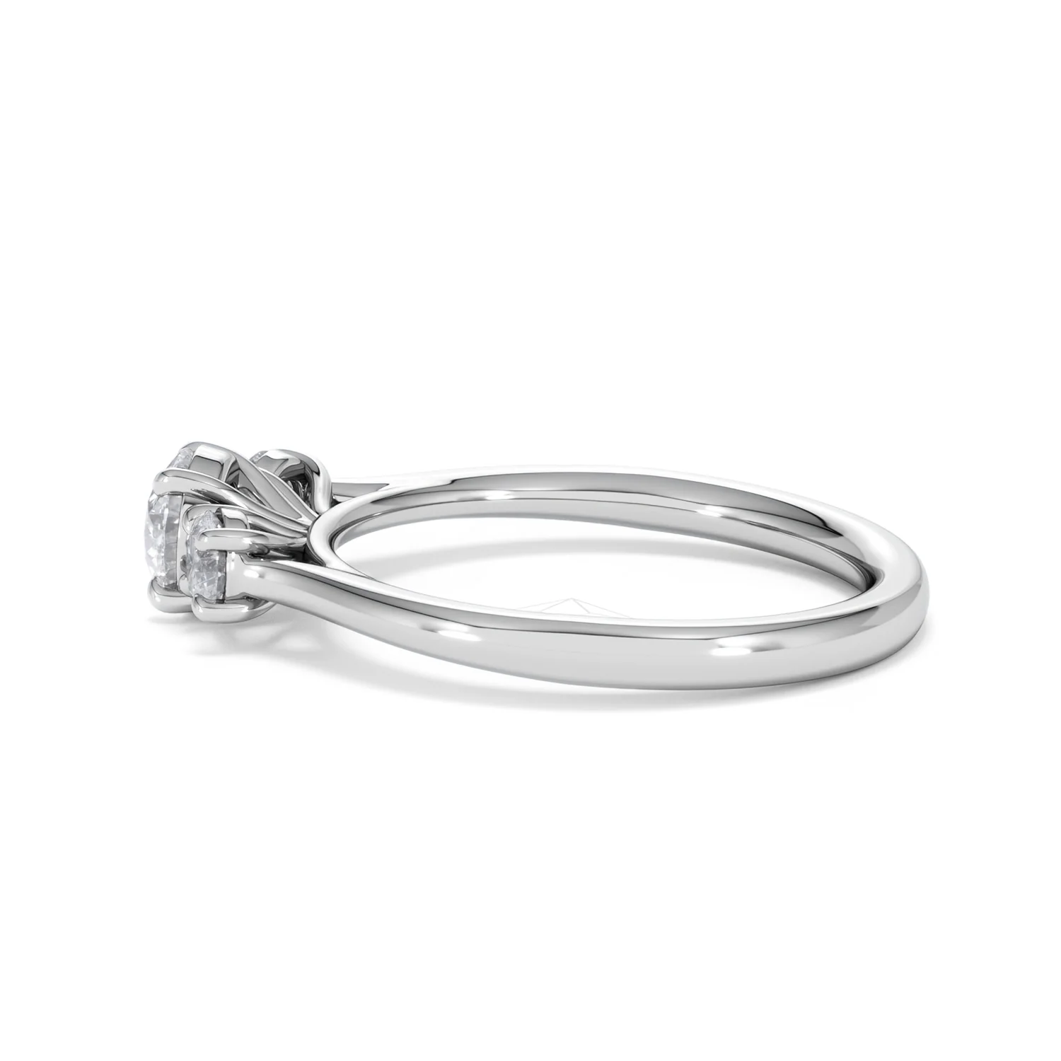 Evoke 3 Stone Round Cut Lab Diamond Ring 0.50ct in 9K White Gold - Image 66