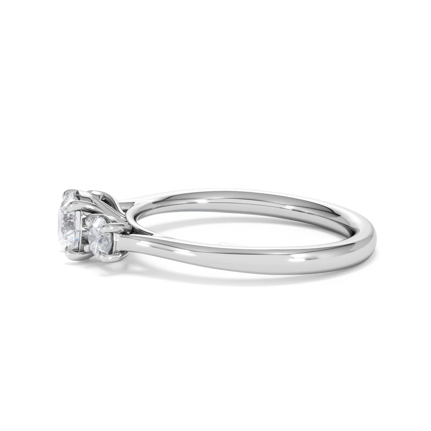 Evoke 3 Stone Round Cut Lab Diamond Ring 0.50ct in 9K White Gold - Image 70