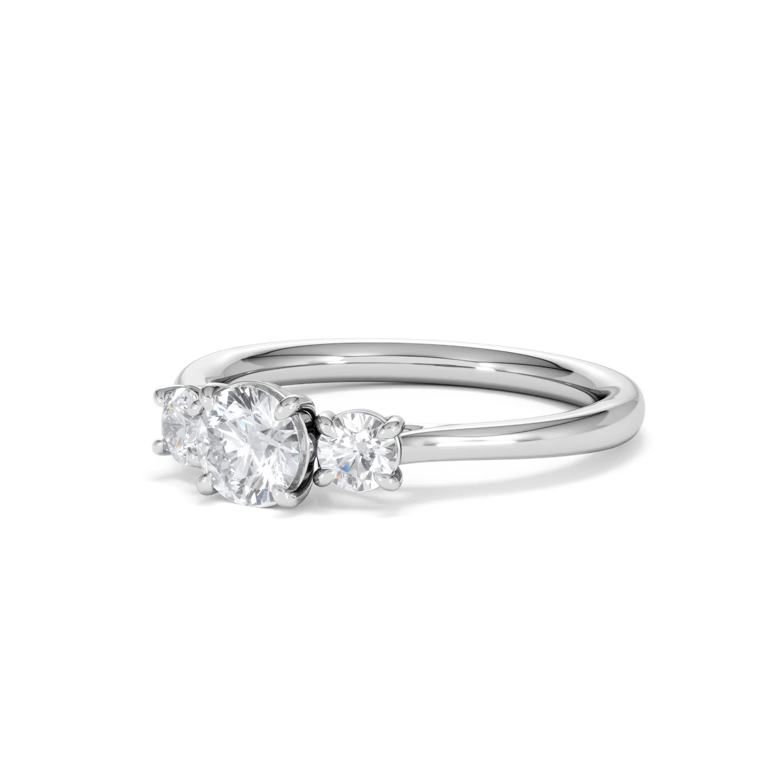 Evoke 3 Stone Round Cut Lab Diamond Ring 0.50ct in 9K White Gold - Image 81