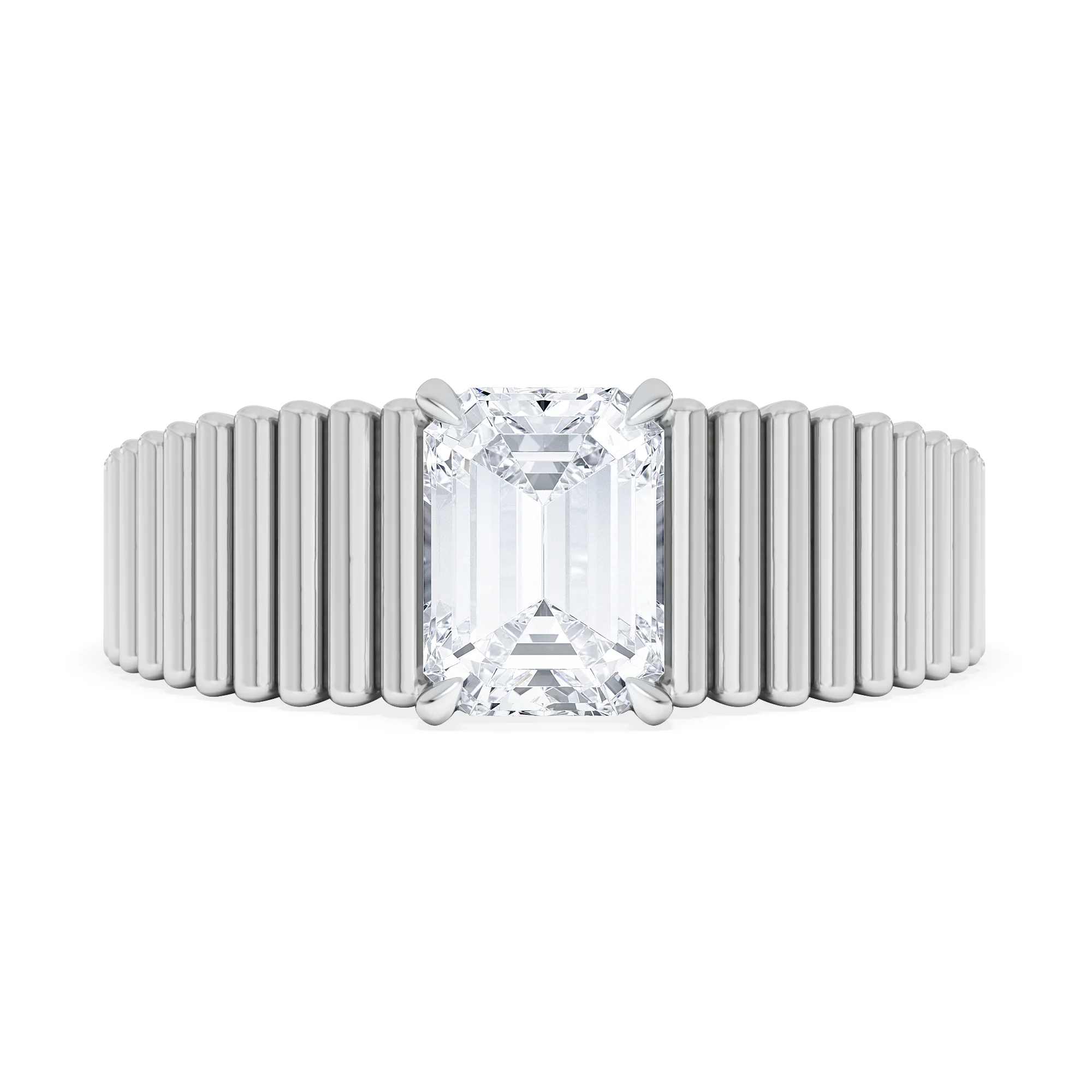 Flute 1.00ct Emerald Cut Lab Grown Diamond Solitaire Ring in Platinum - Image 7