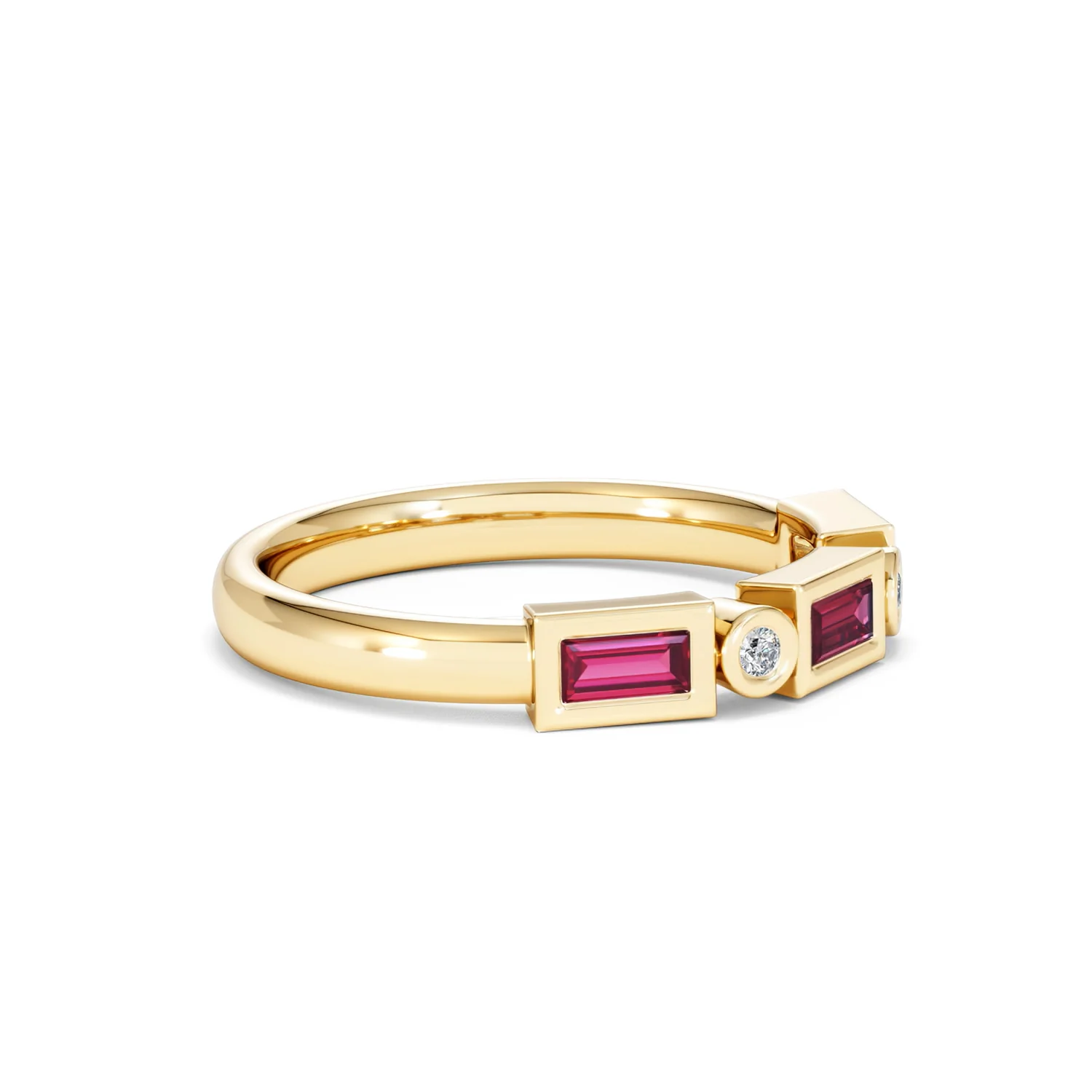 Forme 0.37ct Baguette Cut Lab Ruby 5 Stone Ring in 18K Gold Vermeil - Image 20