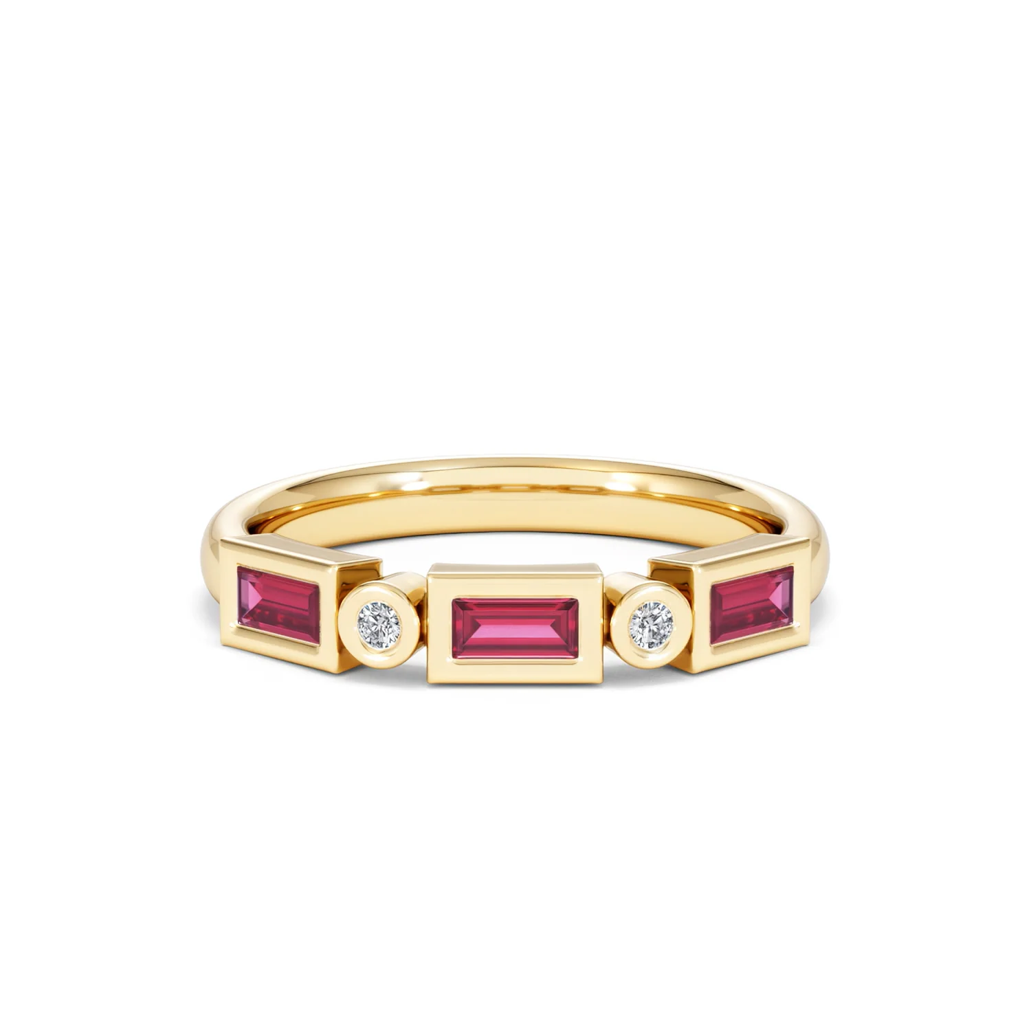 Forme 0.37ct Baguette Cut Lab Ruby 5 Stone Ring in 18K Gold Vermeil - Image 7