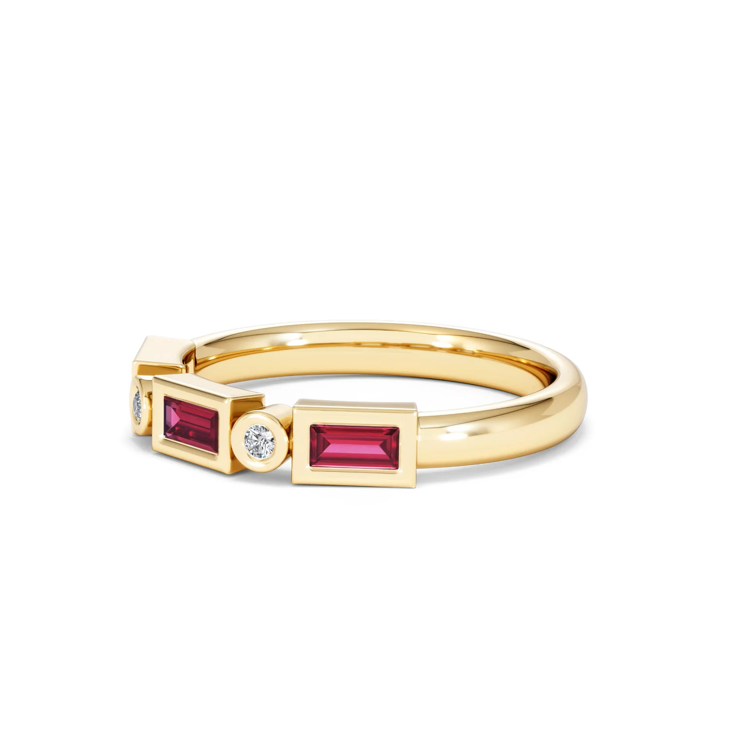 Forme 0.37ct Baguette Cut Lab Ruby 5 Stone Ring in 18K Gold Vermeil - Image 76