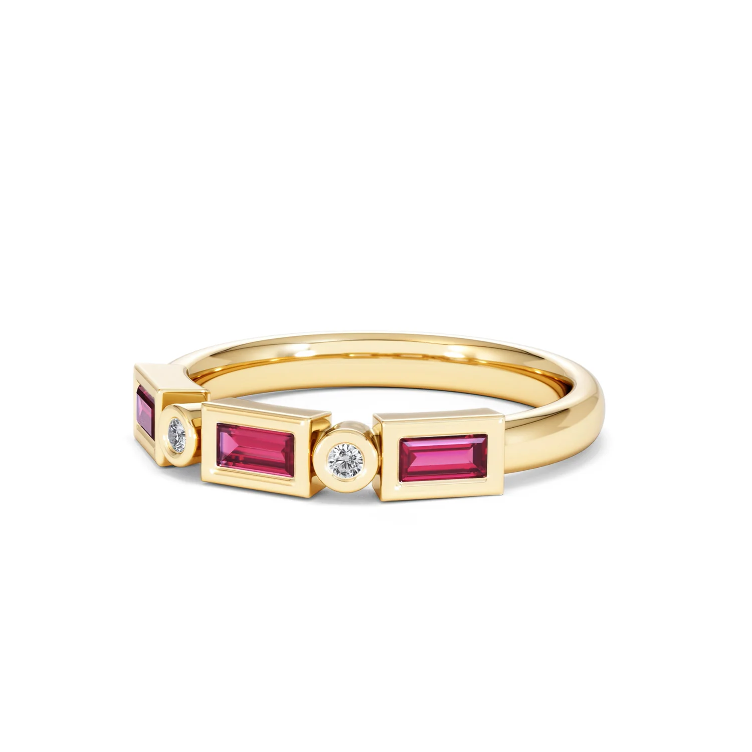 Forme 0.37ct Baguette Cut Lab Ruby 5 Stone Ring in 18K Gold Vermeil - Image 80