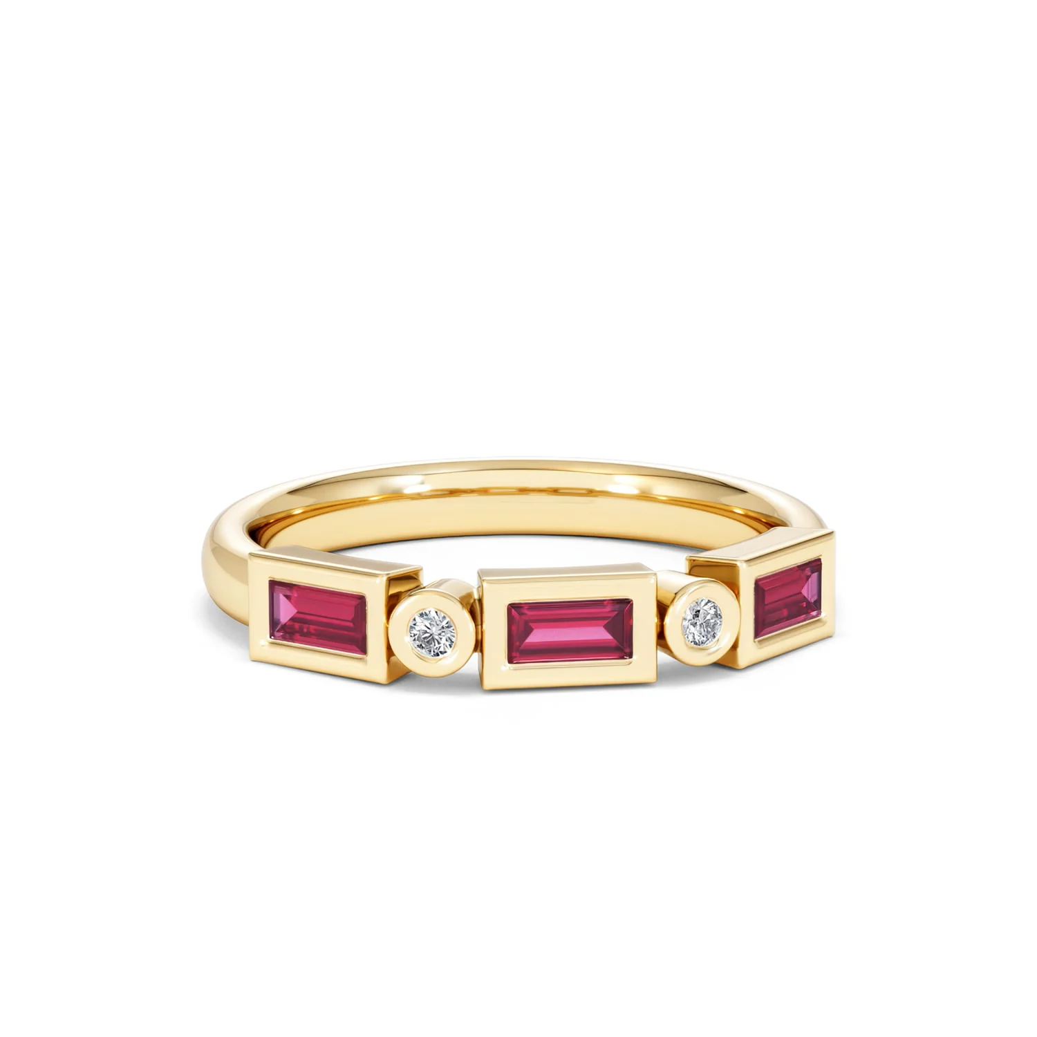 Forme 0.37ct Baguette Cut Lab Ruby 5 Stone Ring in 18K Gold Vermeil - Image 9