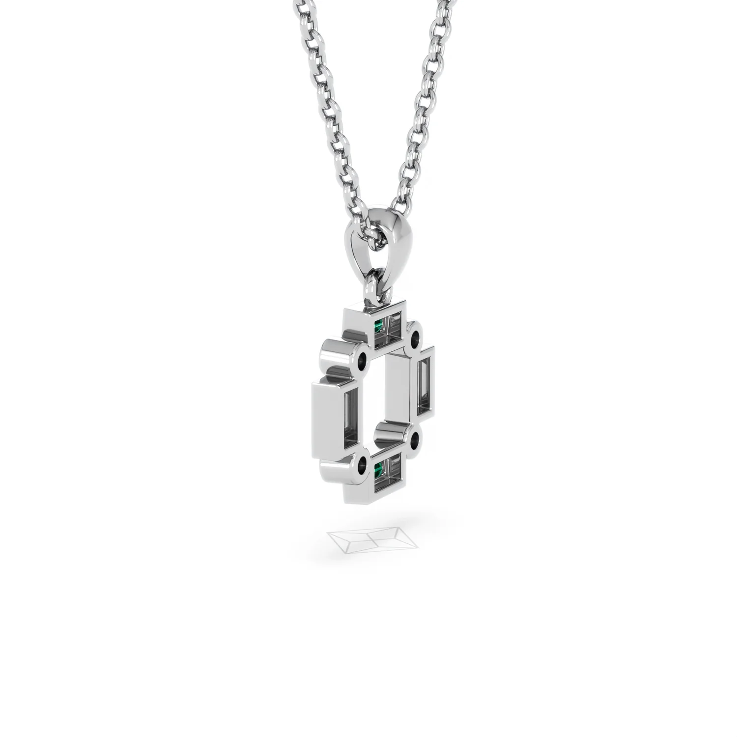 Forme 0.48ct Baguette Cut Lab Emerald Pendant Necklace in Sterling Silver - Image 60