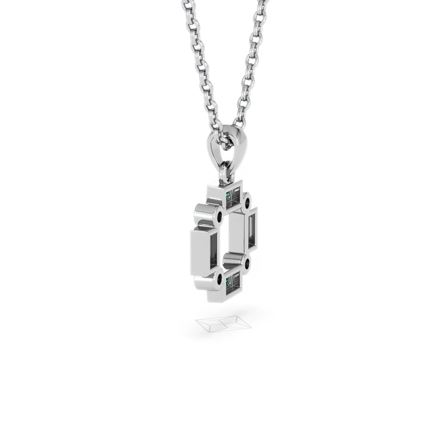 Forme 0.48ct Baguette Cut Lab Emerald Pendant Necklace in Sterling Silver - Image 61