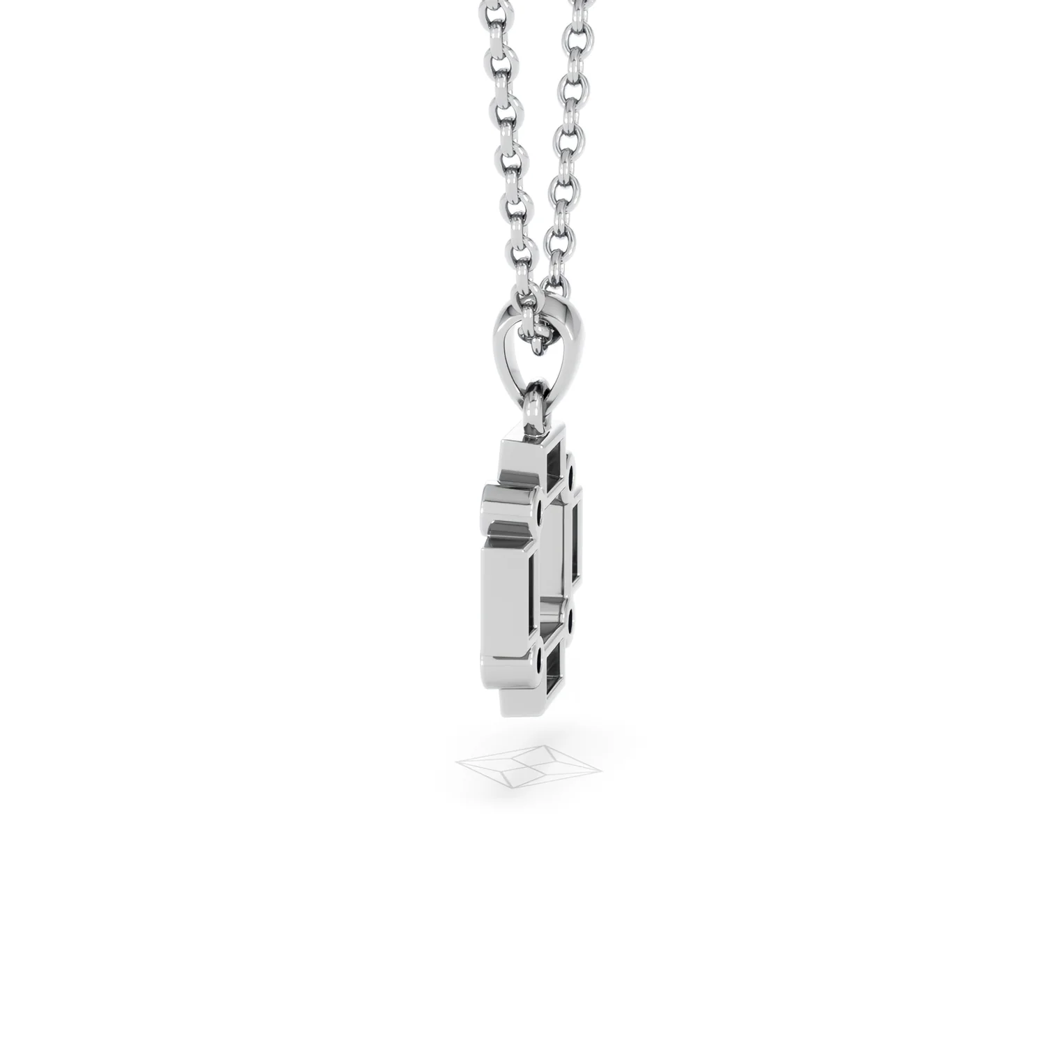 Forme 0.48ct Baguette Cut Lab Emerald Pendant Necklace in Sterling Silver - Image 64