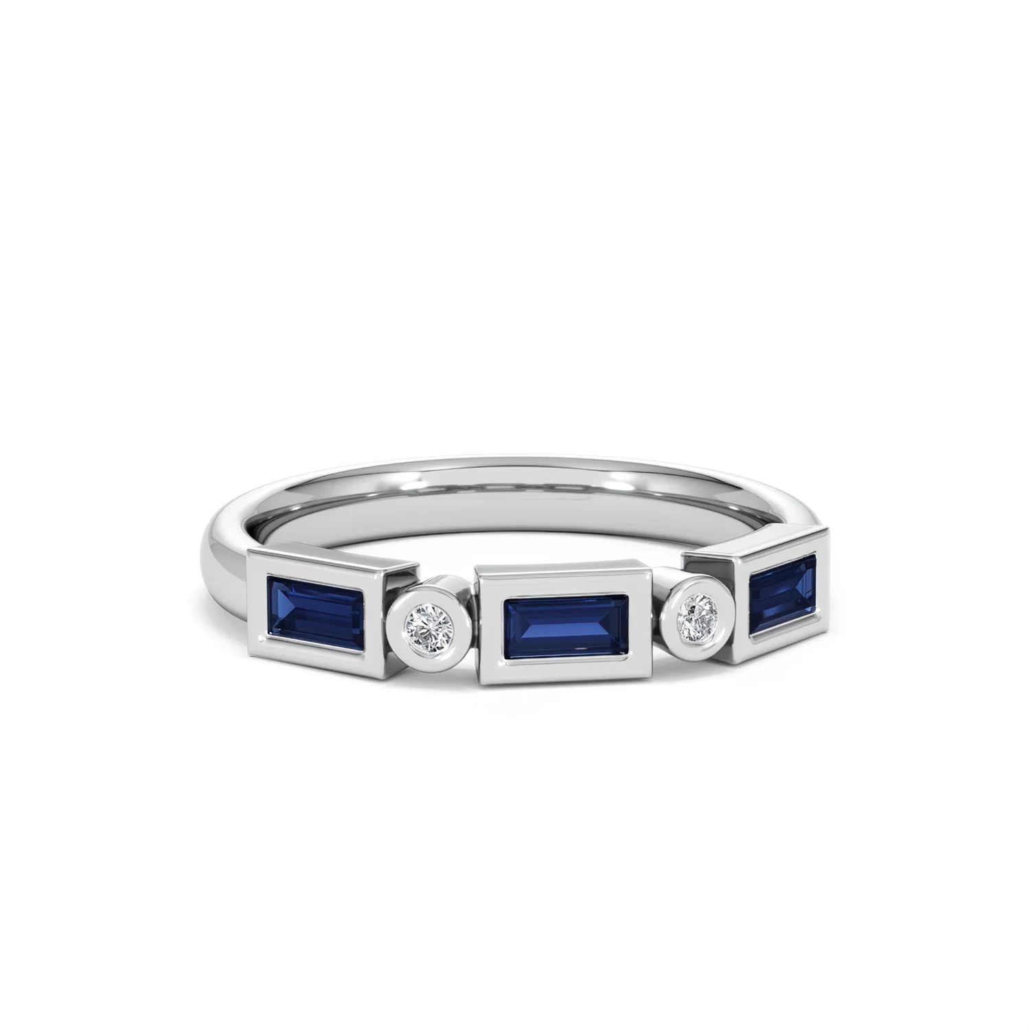 Forme 0.48ct Baguette Cut Lab Sapphire 5 Stone Ring in Sterling Silver - Image 9