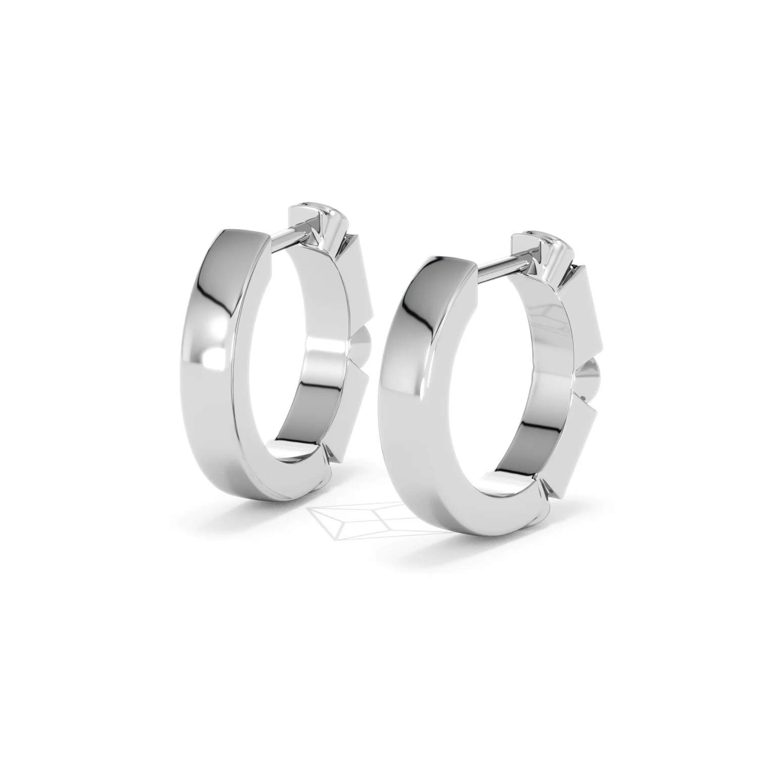 Forme 0.52ct Baguette Cut Lab Emerald Huggie Earrings in Sterling Silver - Image 40