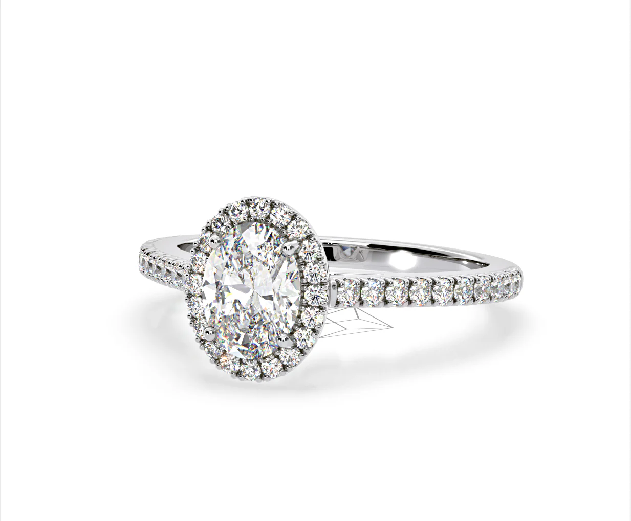 Georgina Lab Oval Diamond Halo Engagement Ring 18K White Gold 1.55ct F/VS1 - Image 91