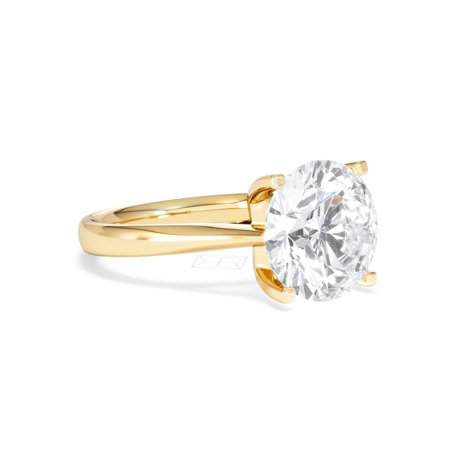 Grace 5.00ct Lab Diamond Round Cut Engagement Ring in 18K Yellow Gold G/VS1 - Image 15