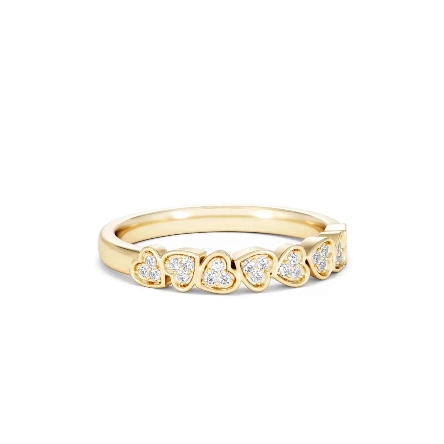 Heart Half Eternity Ring Lab Diamond 0.11ct in 18K Gold Vermeil - Image 16