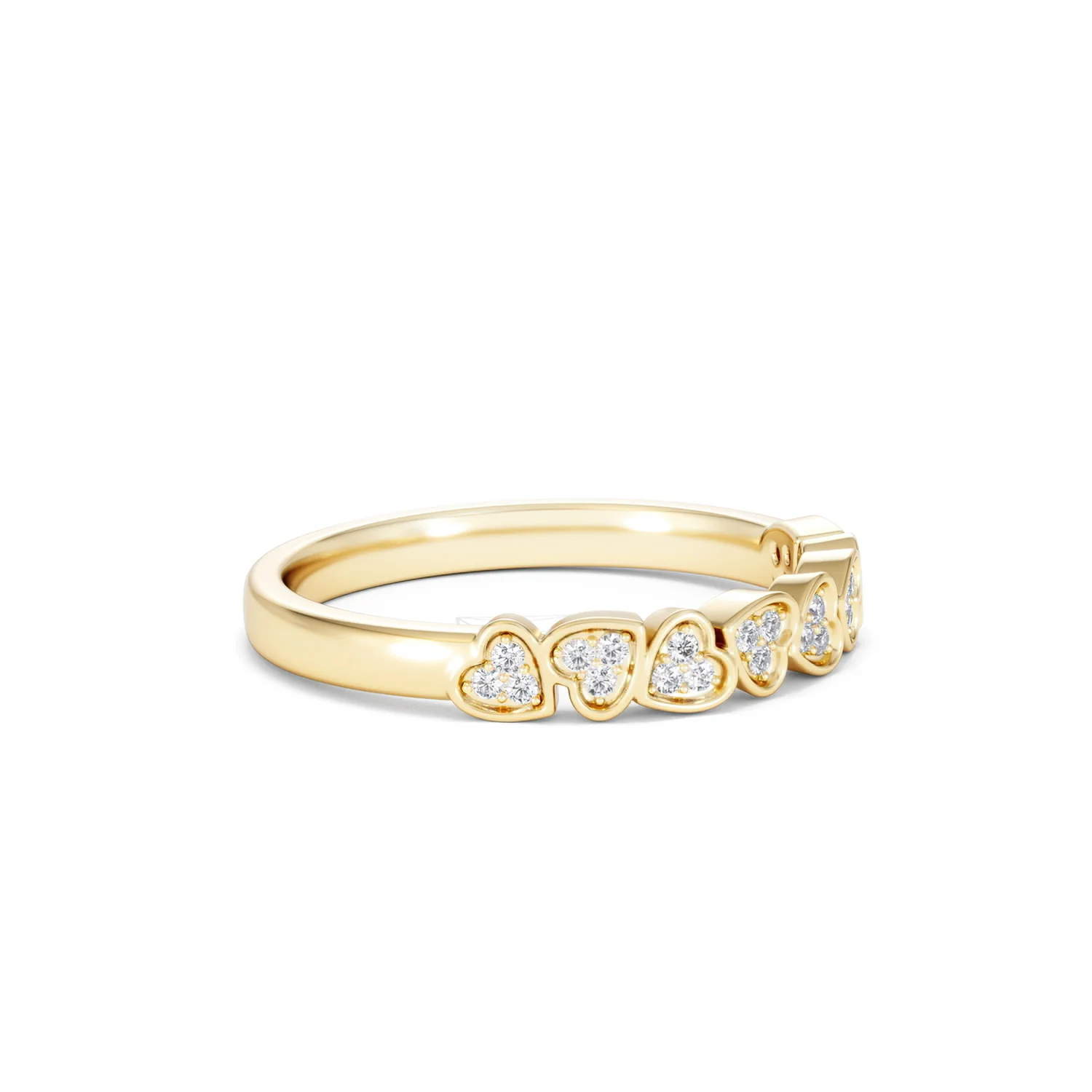 Heart Half Eternity Ring Lab Diamond 0.11ct in 18K Gold Vermeil - Image 22