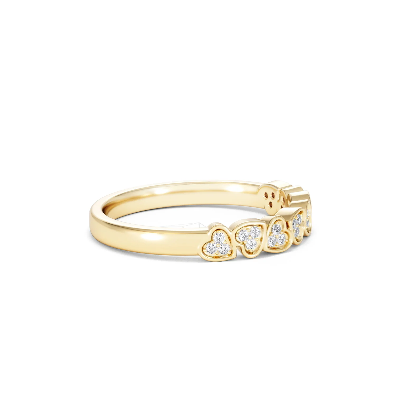 Heart Half Eternity Ring Lab Diamond 0.11ct in 18K Gold Vermeil - Image 26