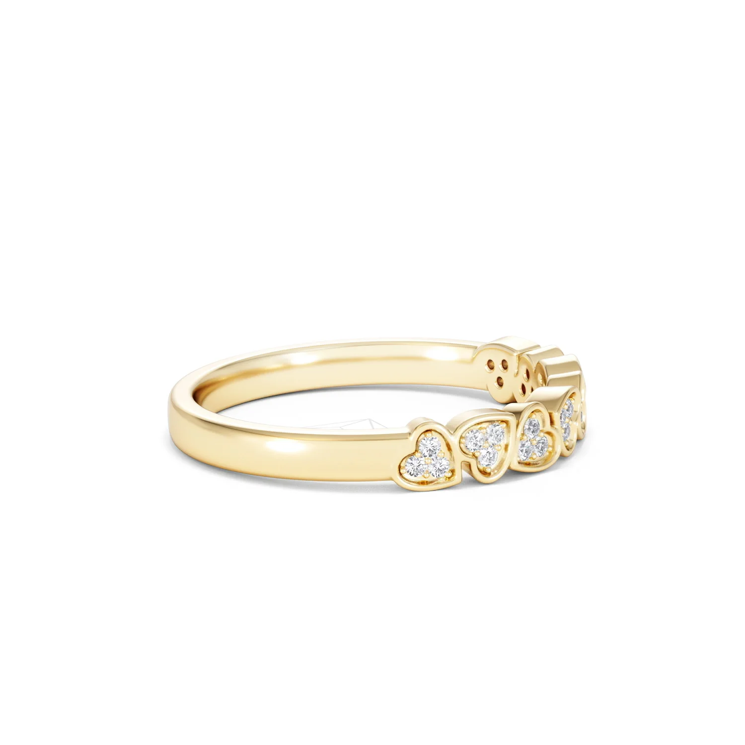 Heart Half Eternity Ring Lab Diamond 0.11ct in 18K Gold Vermeil - Image 27