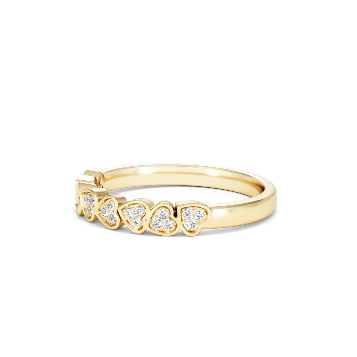 Heart Half Eternity Ring Lab Diamond 0.11ct in 18K Gold Vermeil - Image 79