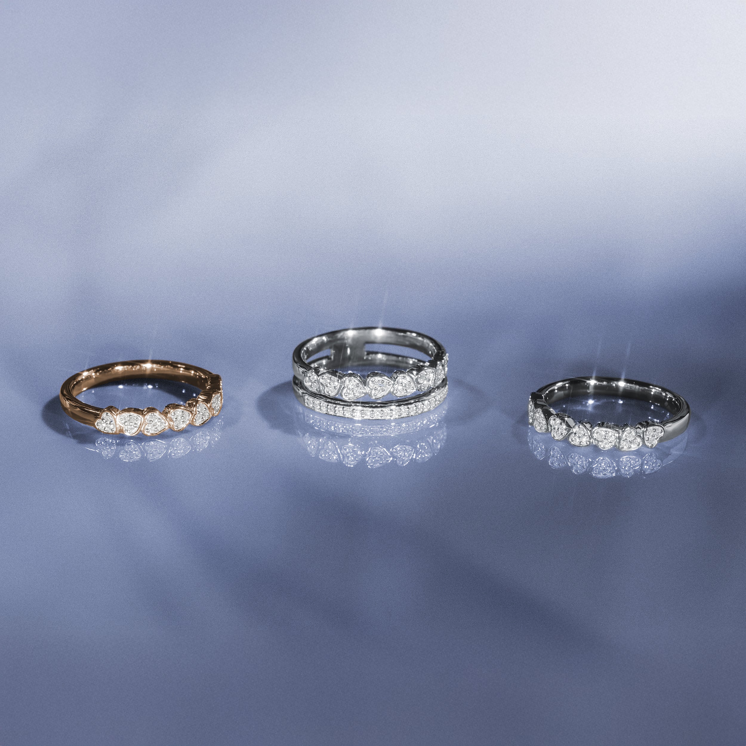 Heart Half Eternity Ring Lab Diamond 0.11ct in 18K Gold Vermeil - Image 9